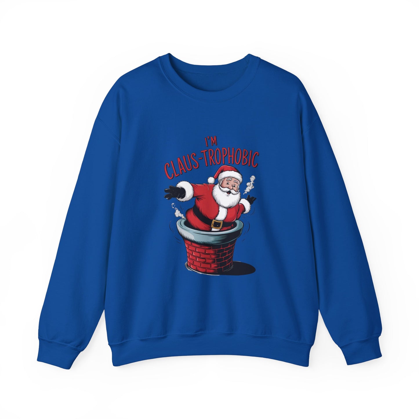 Christmas Santa Funny Unisex Sweatshirt, I'm Claus-trophobic Holiday, Santa Stuck Chimney, Festive Xmas Shirt,
