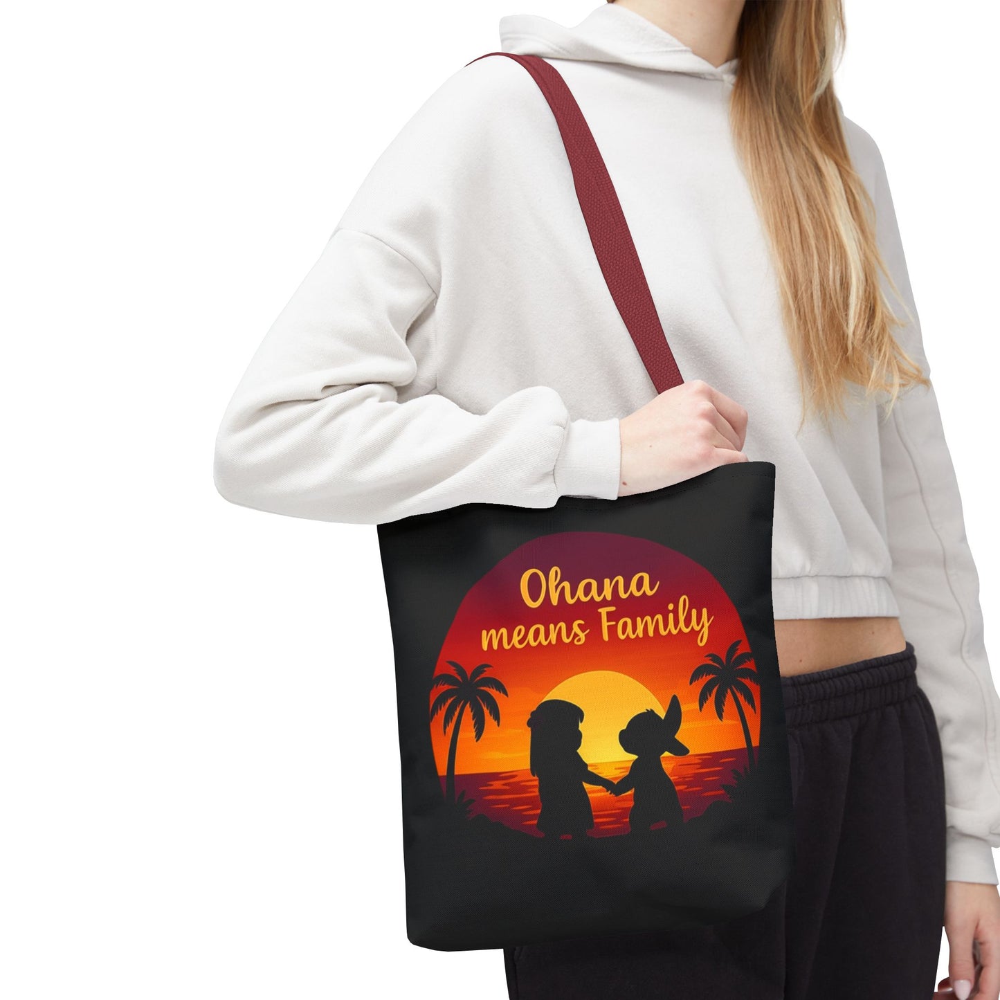 Ohana Means Family Tote Bag – Lilo and Stitch Inspired Bag, Hawaiian Quote, Disney Aesthetic Gift, Reusable Grocery or Beach Bag