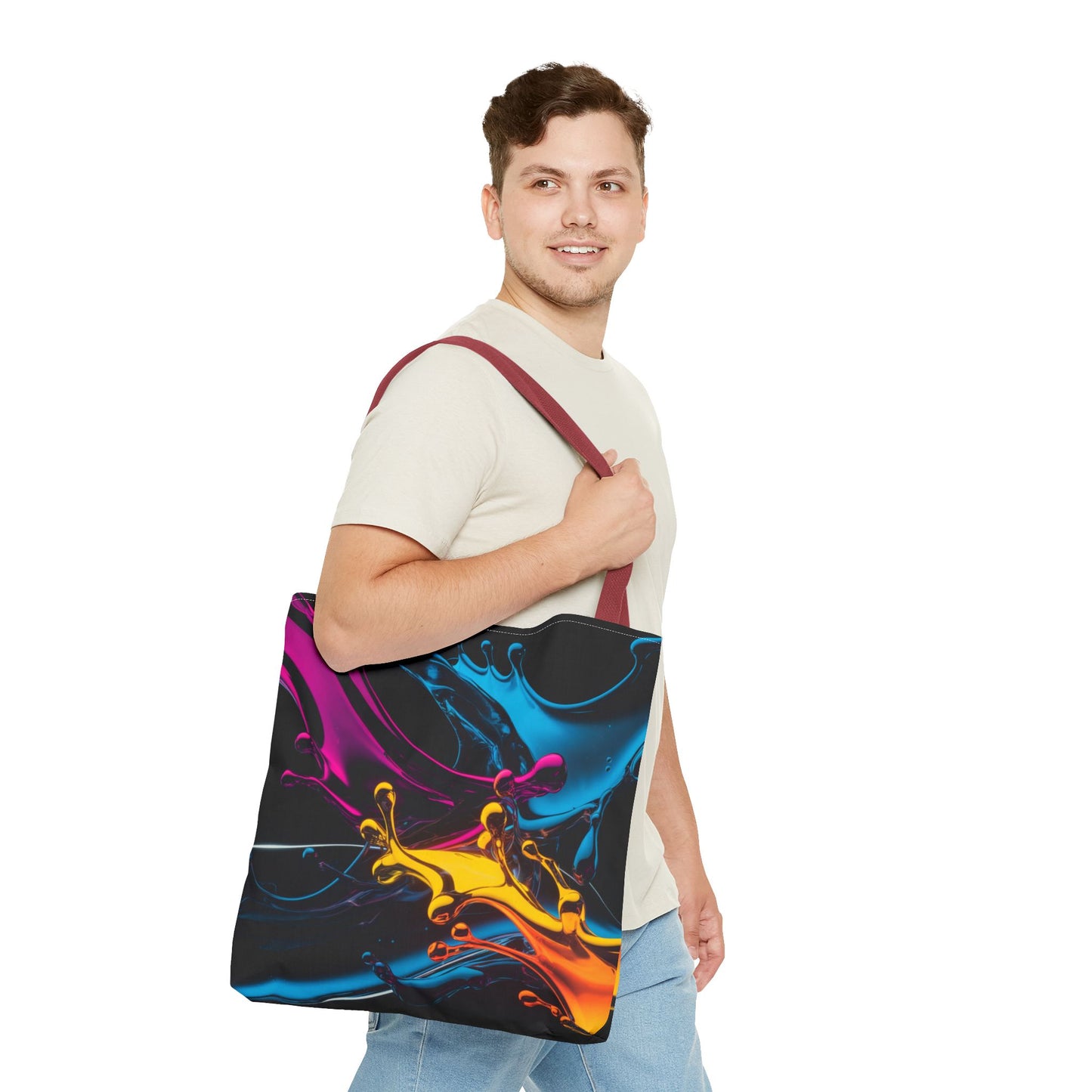 Abstract Neon Splash Tote Bag, Vibrant Colorful Art Bag, Reusable Shopping Bag, Modern Everyday Carryall, Bright Aesthetic Gift For Her