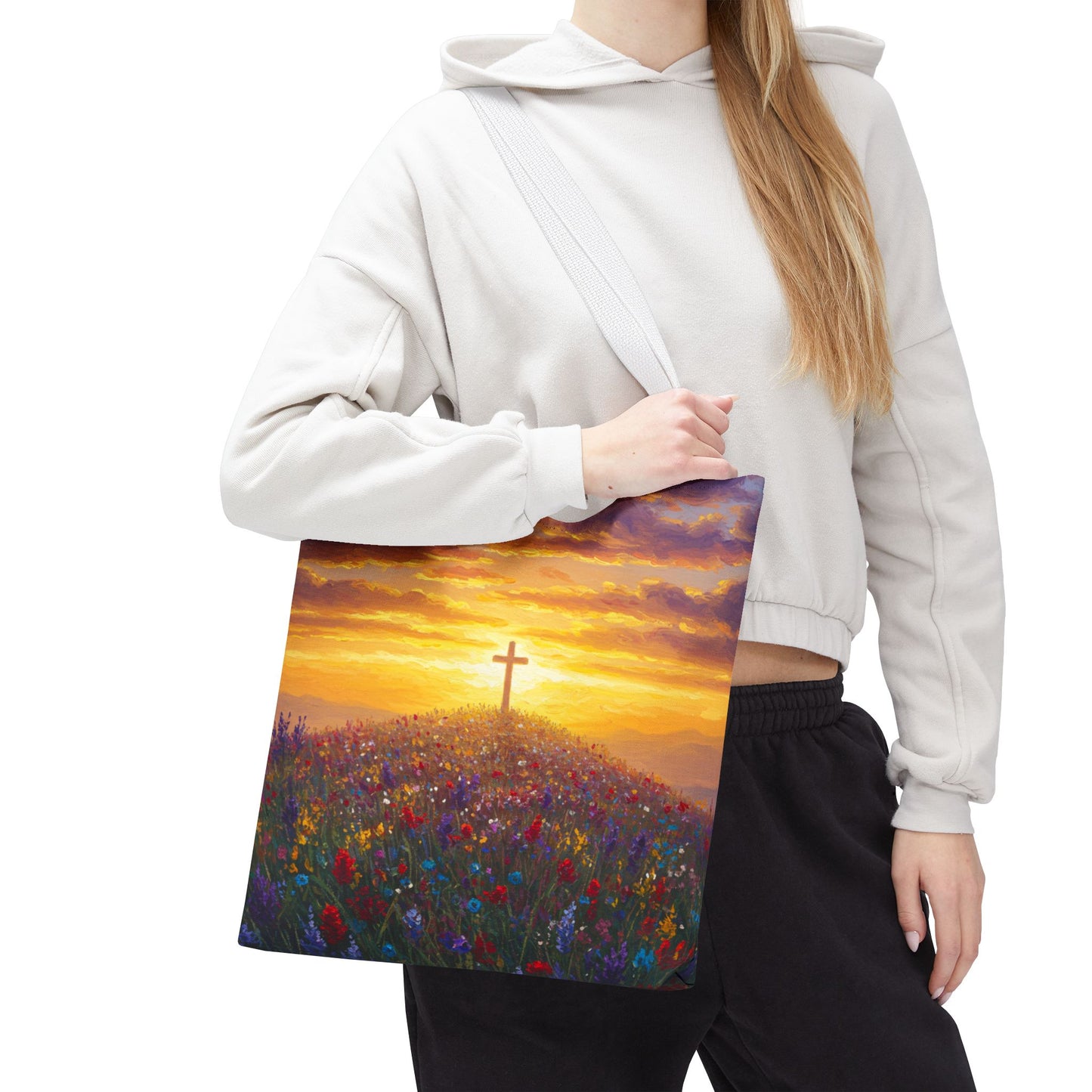 Cross Painted Tote Bag Christian Bag Inspirational Tote Spiritual Bag Religious Tote Bag