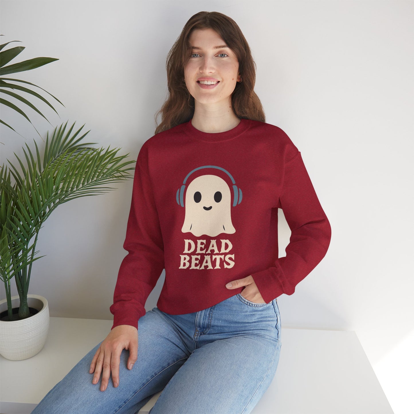 Dead Beats Ghost Sweatshirt, Funny Halloween Crewneck, Spooky Season Pullover, Music Lover Halloween Shirt, Cute Ghost Graphic Top