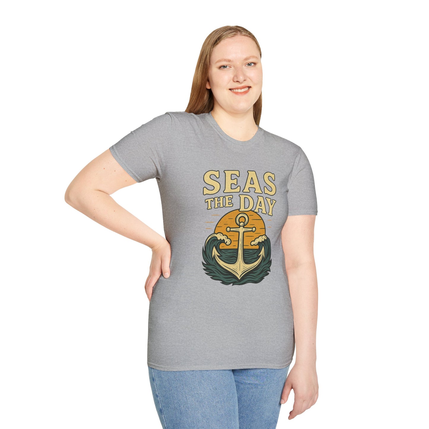 Seas the Day Shirt – Nautical Anchor Ocean Tee | Coastal Beach Graphic T-Shirt | Funny Seaside Pun Gift | Unisex Summer Travel Top