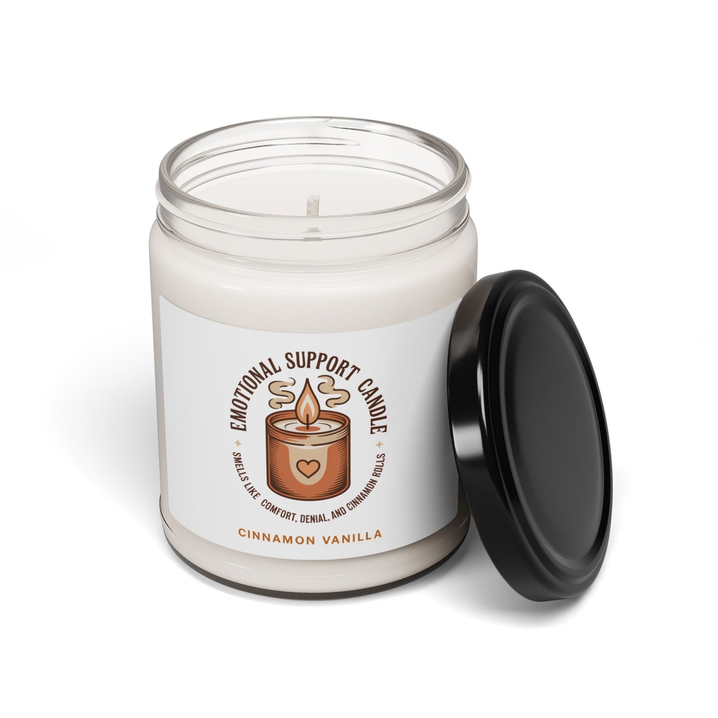 Emotional Support Candle, Cinnamon Vanilla Scented Soy Candle, Cozy Aromatherapy Jar Candle, Relaxation And Self-Care Gift For Home