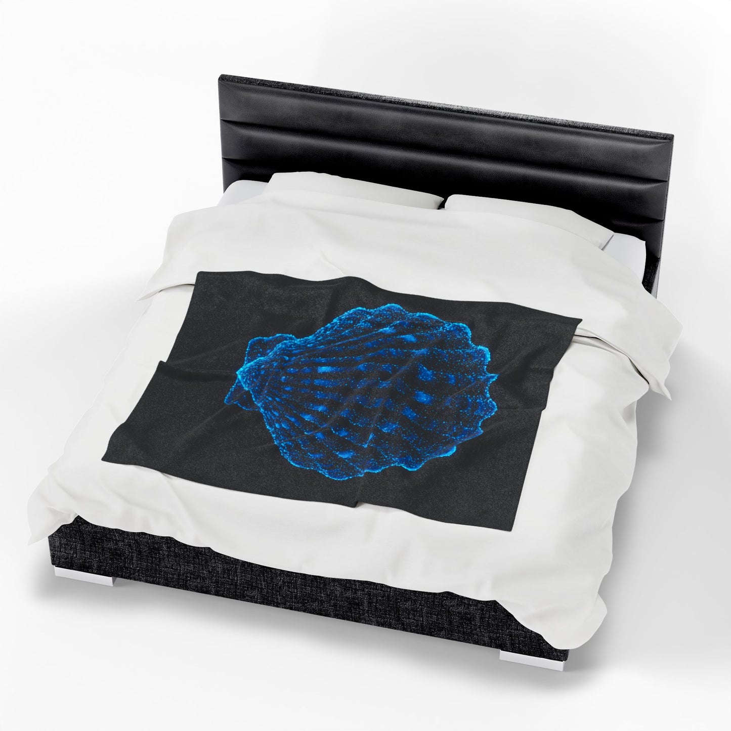 Plush Blanket with Bioluminescent Seashell Design Beach Decor Nautical Blanket