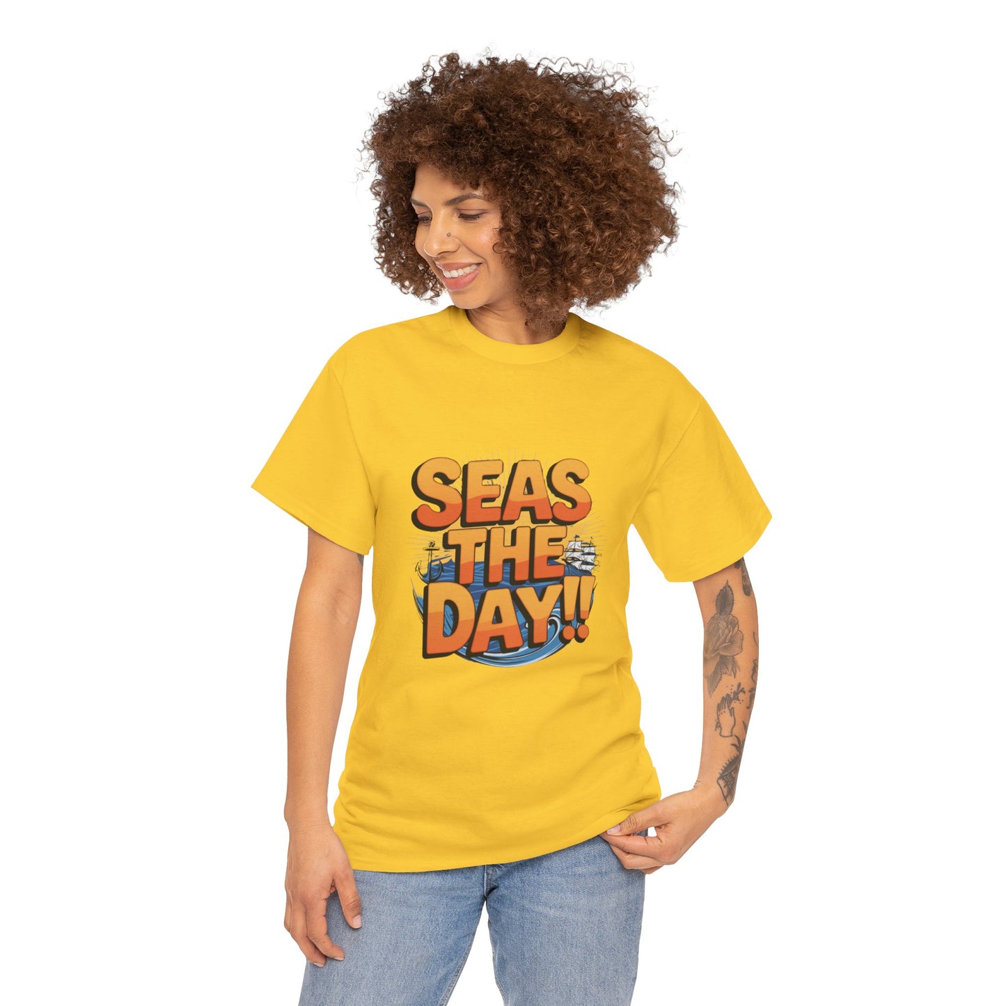 Seas The Day!! Tee • Ocean Pun Graphic Shirt • Comfort Colors Unisex Beachy Vibes • Nautical Aesthetic • Gift for Sea Lovers & Summer Vacays