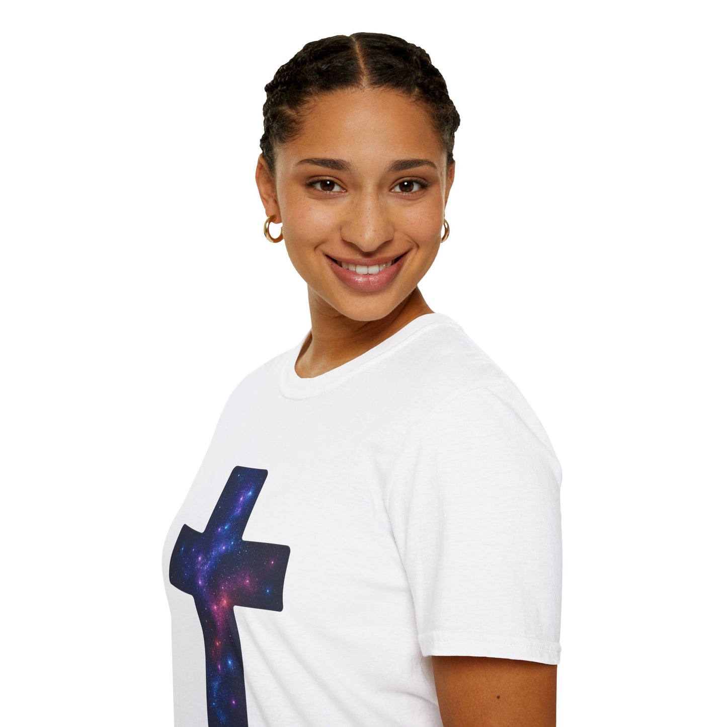 Galaxy Cross Graphic Tee | Celestial Christian Shirt, Spiritual Universe Cross T-Shirt, Faith & Astronomy Gift for Women & Men, Space Aesthetic