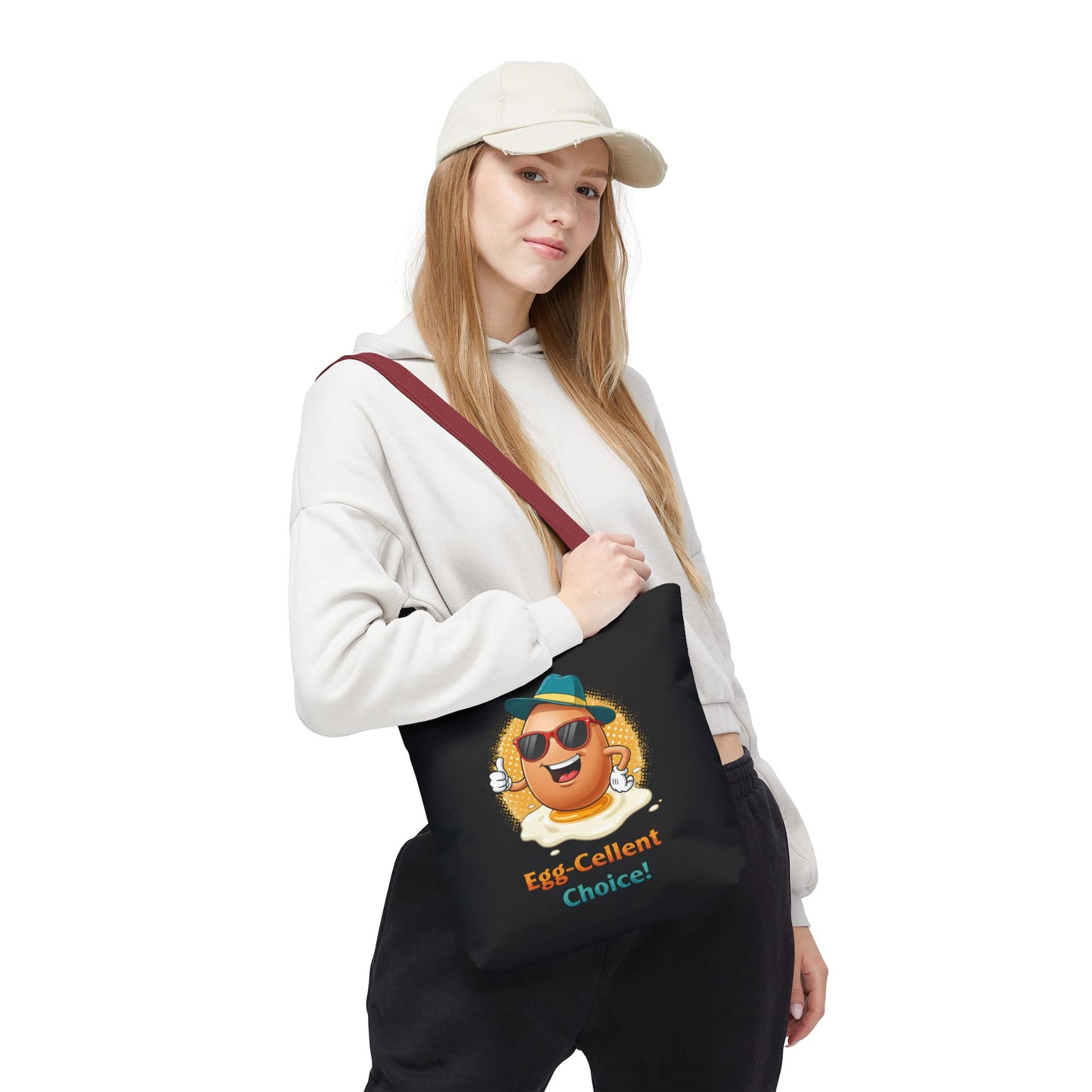 Tote Bag: Egg-Cellent Choice Thumbs Up Pun Design