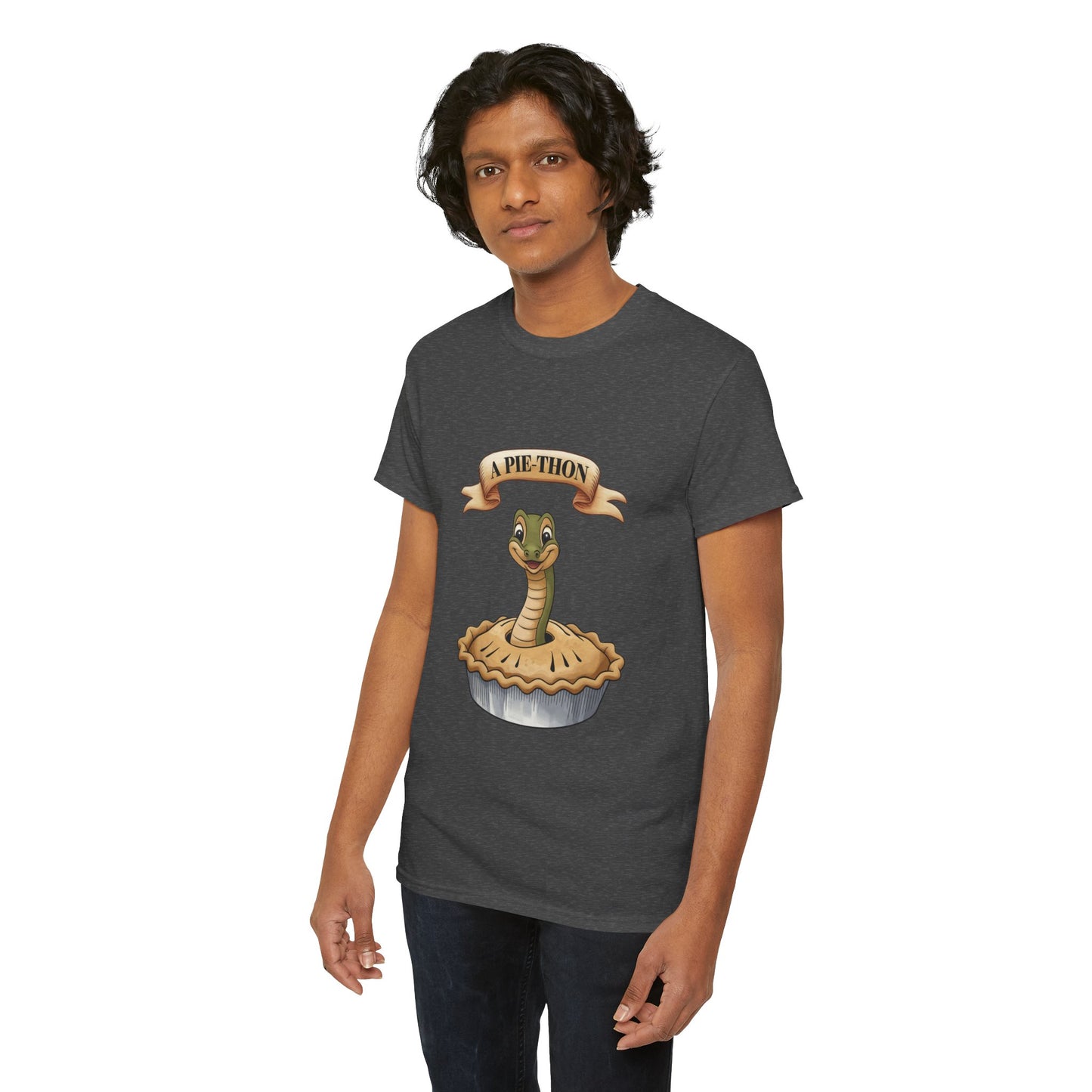 A Pie-Thon Funny Snake Pun Shirt – Cute Animal Joke T-Shirt – Quirky Graphic Tee for Pun Lovers, Reptile Fans, and Unique Gift Ideas