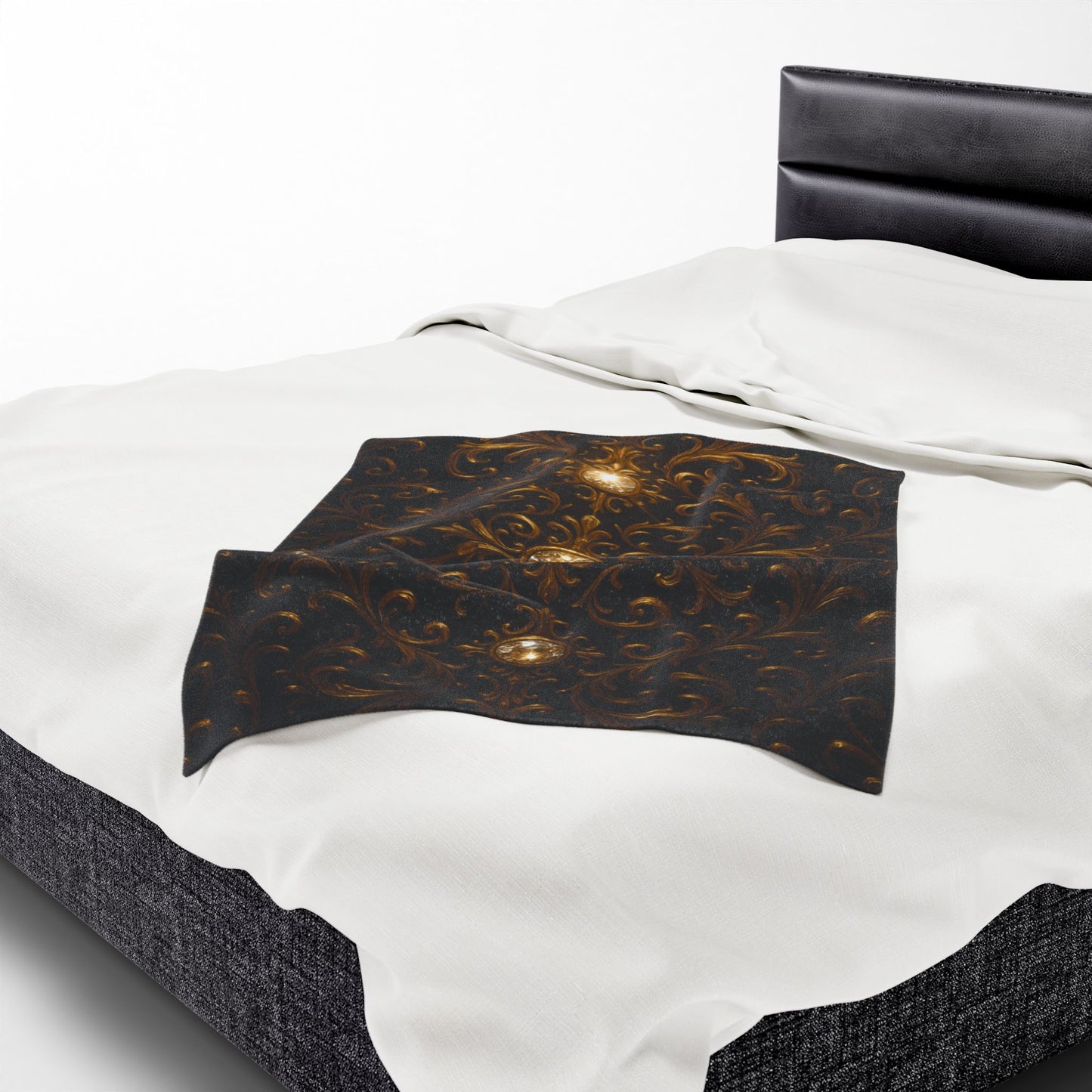 Luxury Black Gold Blanket Baroque Style Throw Gothic Glam Bedding Decor Elegant Soft Plush Blanket Celestial Star Blanket Gift