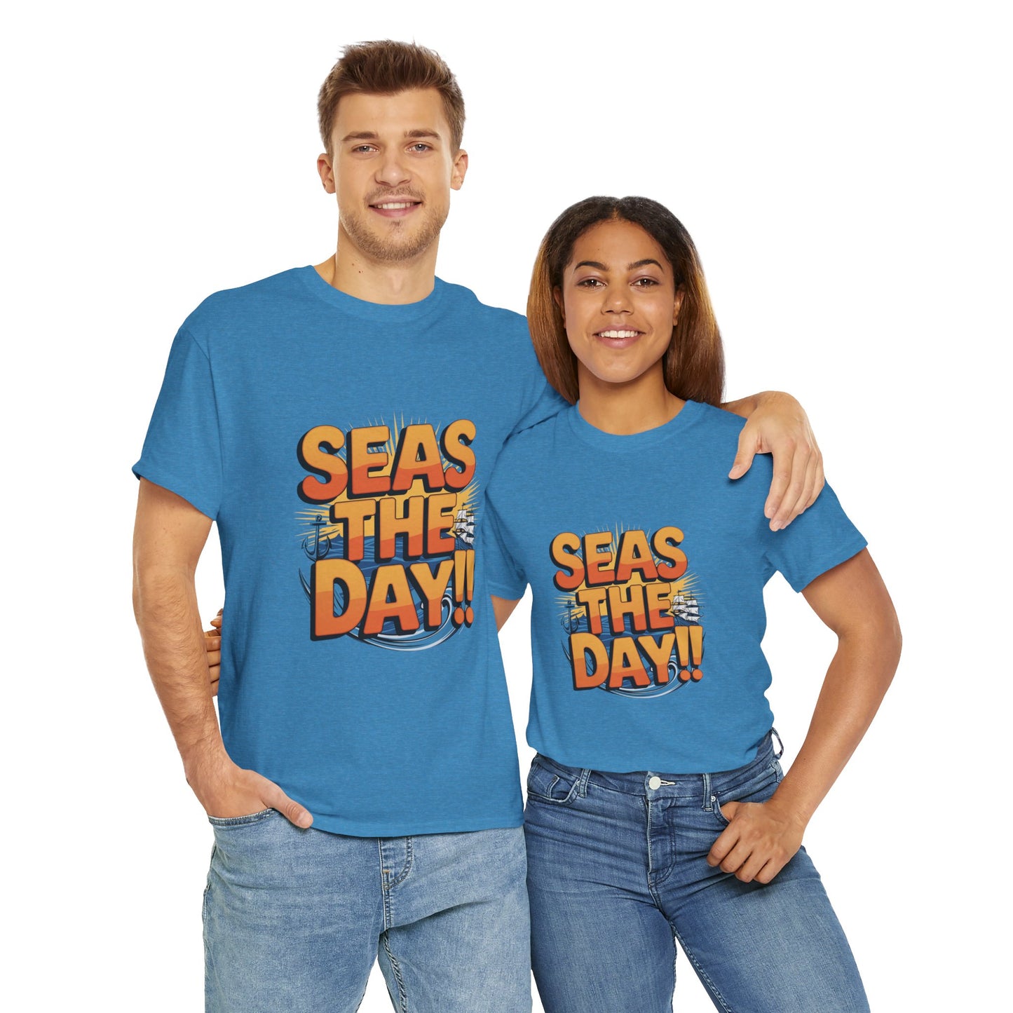 Seas The Day!! Tee • Ocean Pun Graphic Shirt • Comfort Colors Unisex Beachy Vibes • Nautical Aesthetic • Gift for Sea Lovers & Summer Vacays