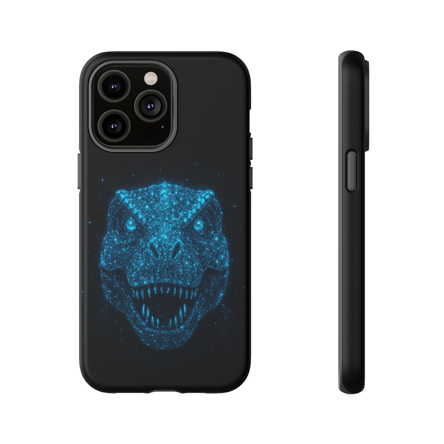 Bioluminescent Particle T-Rex iPhone Case - Galaxy-Style Cosmic Dino on Tough Dual-Layer Cover, Gift for Dino & Space Fans