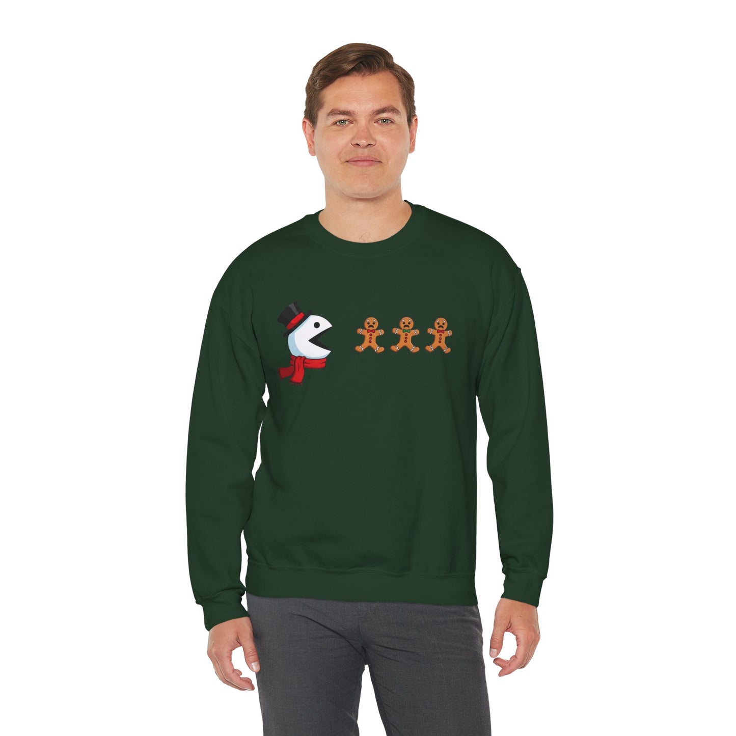 Funny Snowman And Gingerbread Sweatshirt, Cute Christmas Crewneck, Holiday Winter Sweater, Festive Graphic Pullover For Men And Women
