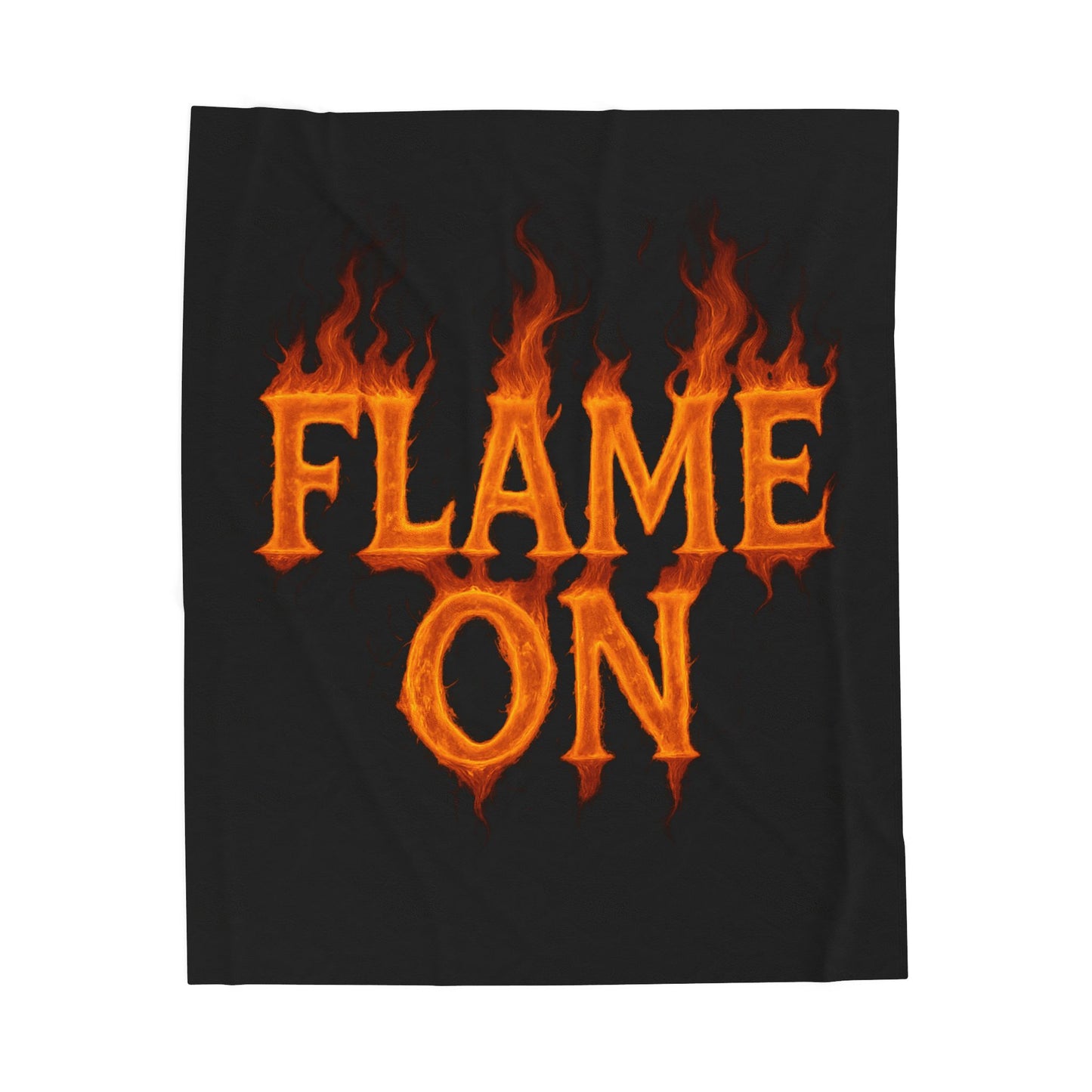 Flame On Fire Typography Blanket - Bold Flame Text Fleece Throw for Comic Fans, Cozy Fire Aesthetic Decor, Hero-Inspired Bedding Gift