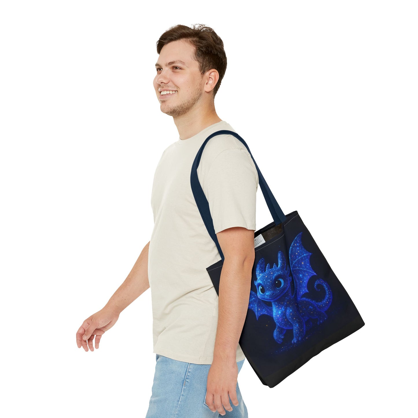Galaxy Dragon Tote Bag, Cosmic Blue Dragon Shoulder Bag With Starry Night Design, Fantasy Art Reusable Tote For Gifts And Everyday Use