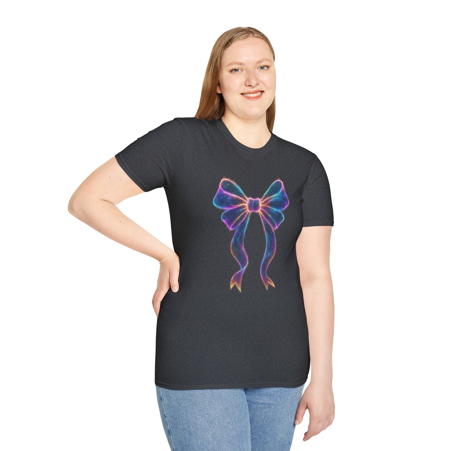 Neon Bow Coquette T-Shirt | Aesthetic Ribbon Graphic Tee | Y2K Coquette Style Shirt | Cute Trendy Gift for Women | Fashion Bow Tee