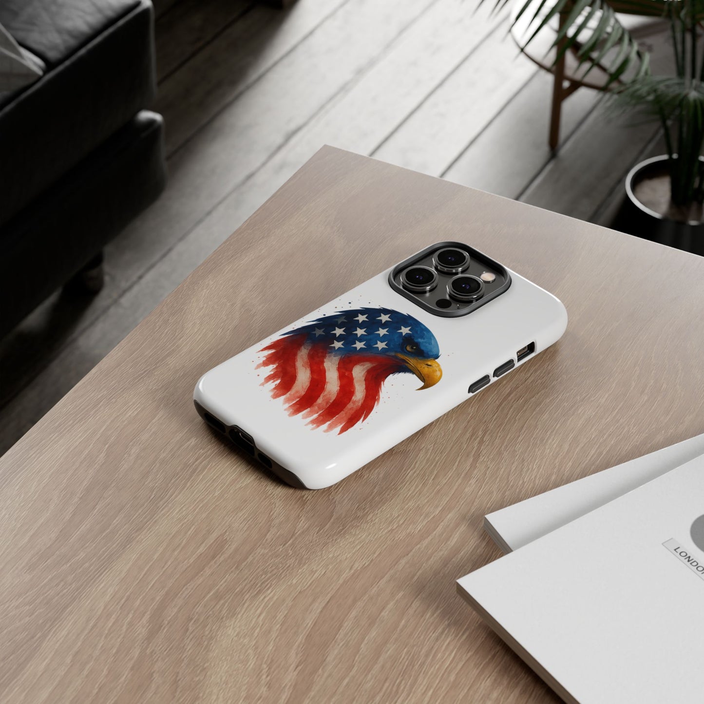 Patriotic Eagle iPhone Case - USA Flag Tough Cover, Dual-Layer Rugged Protection, 4th of July and Veteran Gift