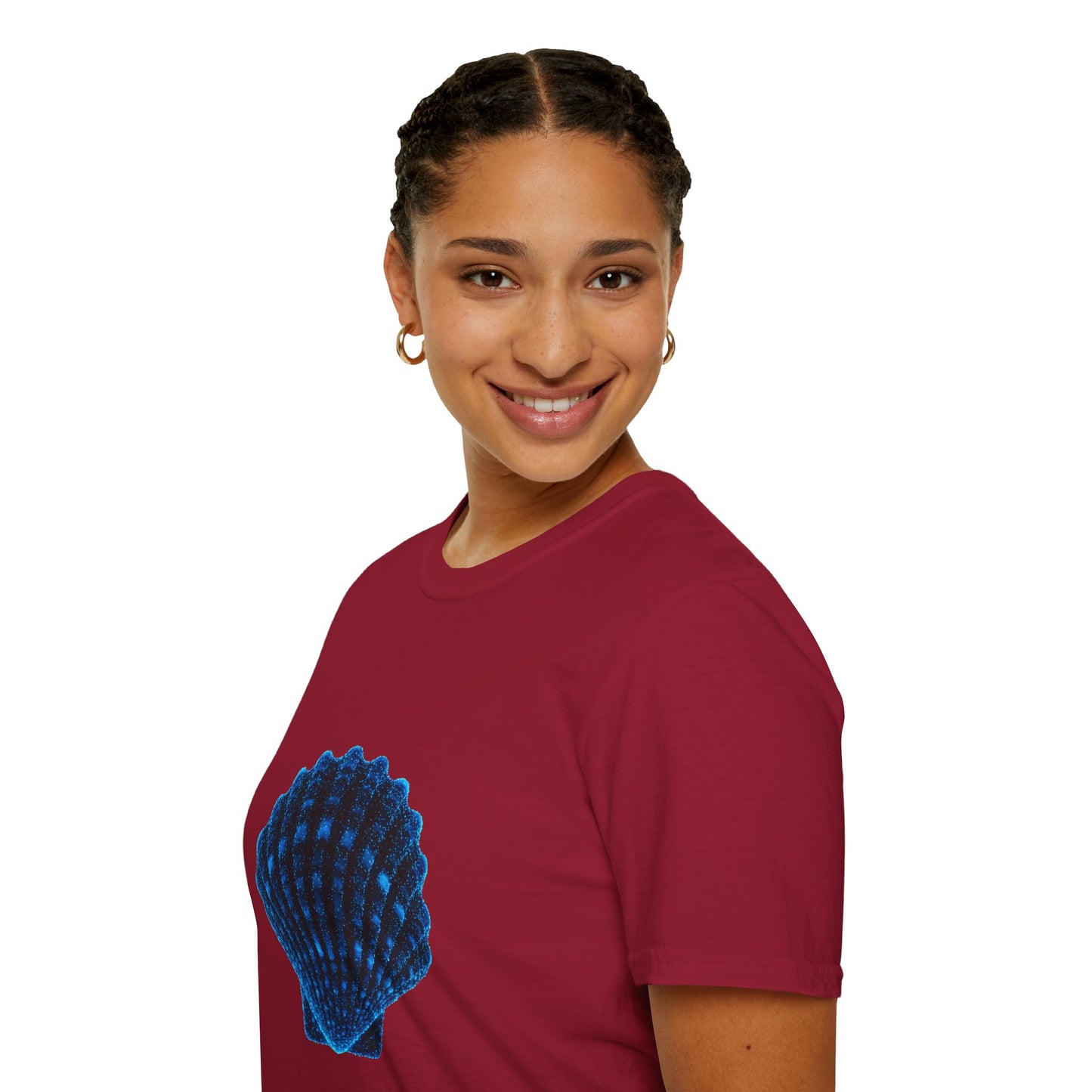 Geometric Digital Shell T‑Shirt • Nature Inspired Graphic Tee • Cottagecore, Y2K Nostalgia, Bold Minimalist Women & Men Gift