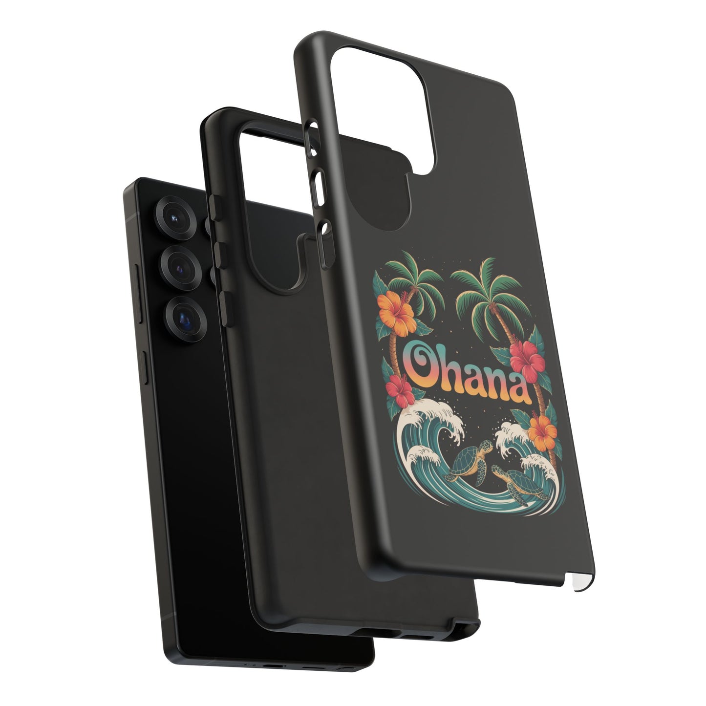Tropical Ohana Samsung Case - Summer Beach Phone Cover - Hawaiian Palm & Hibiscus Design - Rugged & Glossy Protector for Galaxy