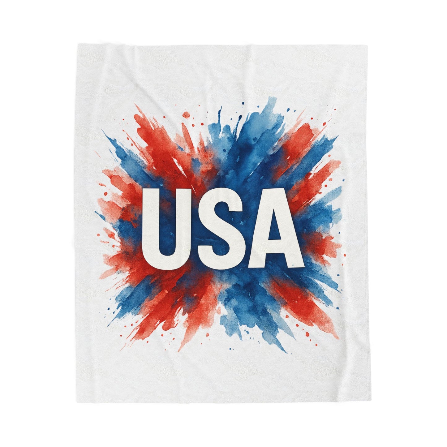 USA Plush Throw Blanket - Soft Polyester Patriotic Blanket for Bed or Couch, Red White Blue 4th of July Decor, Veteran or Citizenship Gift