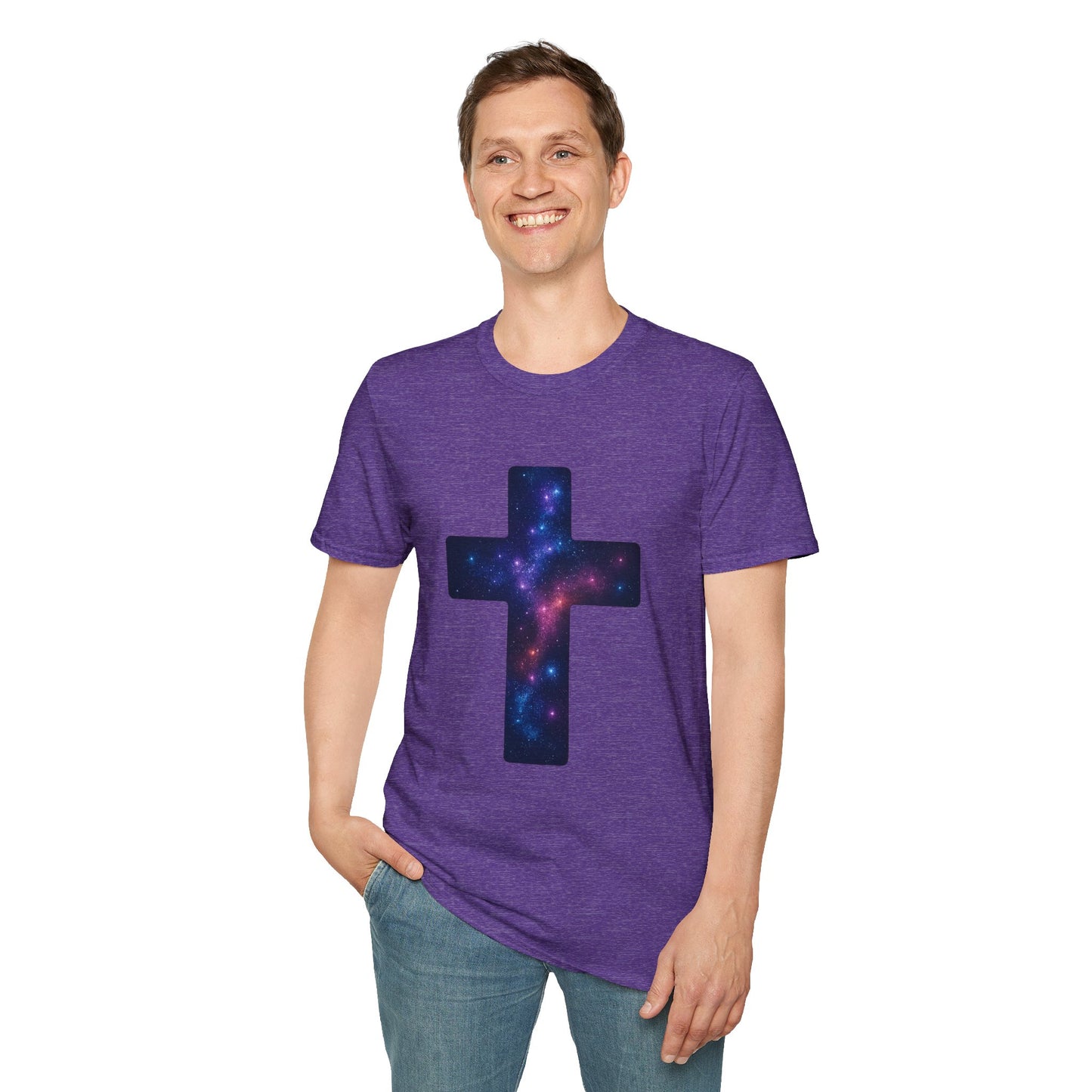 Galaxy Cross Graphic Tee | Celestial Christian Shirt, Spiritual Universe Cross T-Shirt, Faith & Astronomy Gift for Women & Men, Space Aesthetic