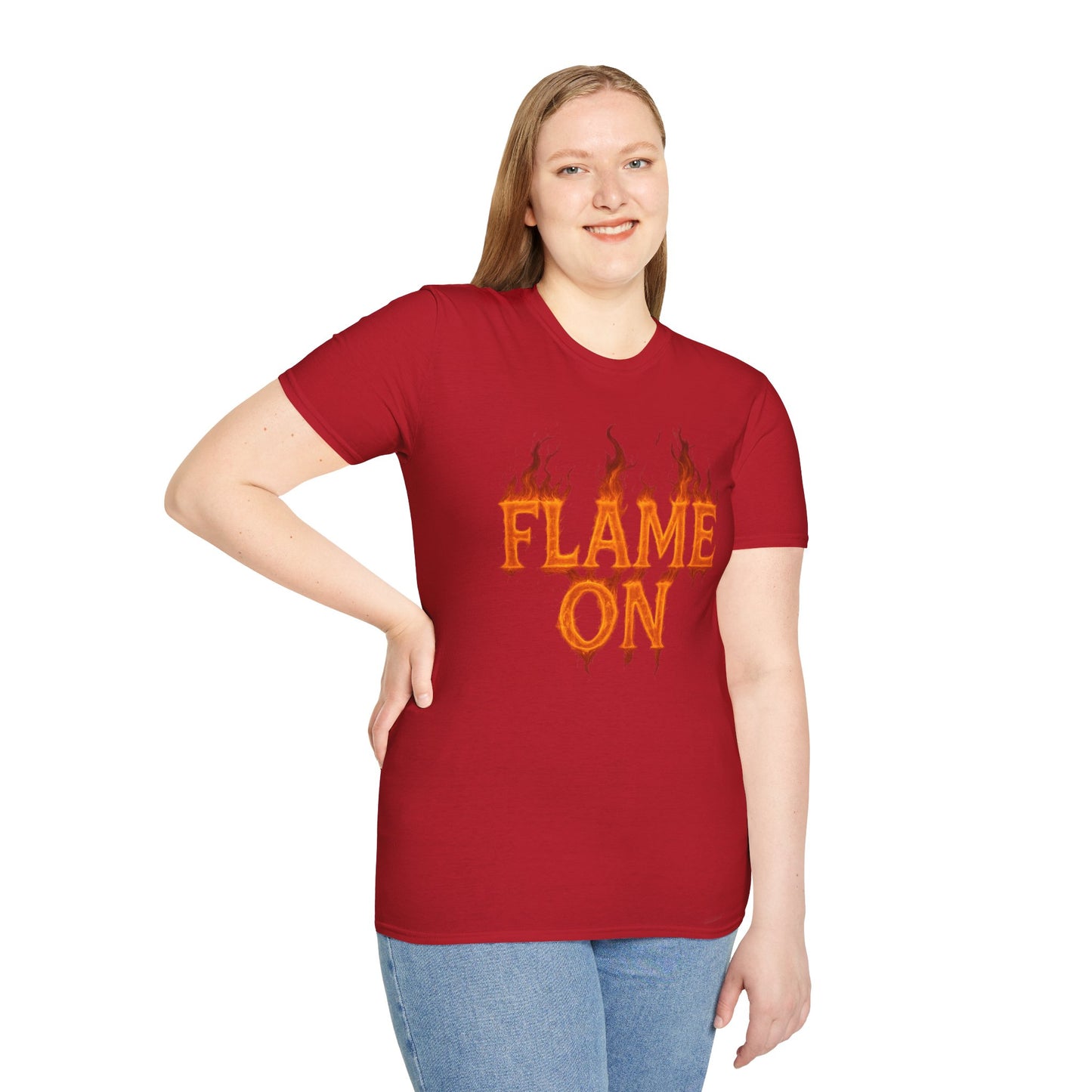 Flame On Fire Typography Shirt - Superhero Fan Gift, Personalized Fiery Slogan Tee, Comic Style Flame Letter T-Shirt, Flame Lover Shirt