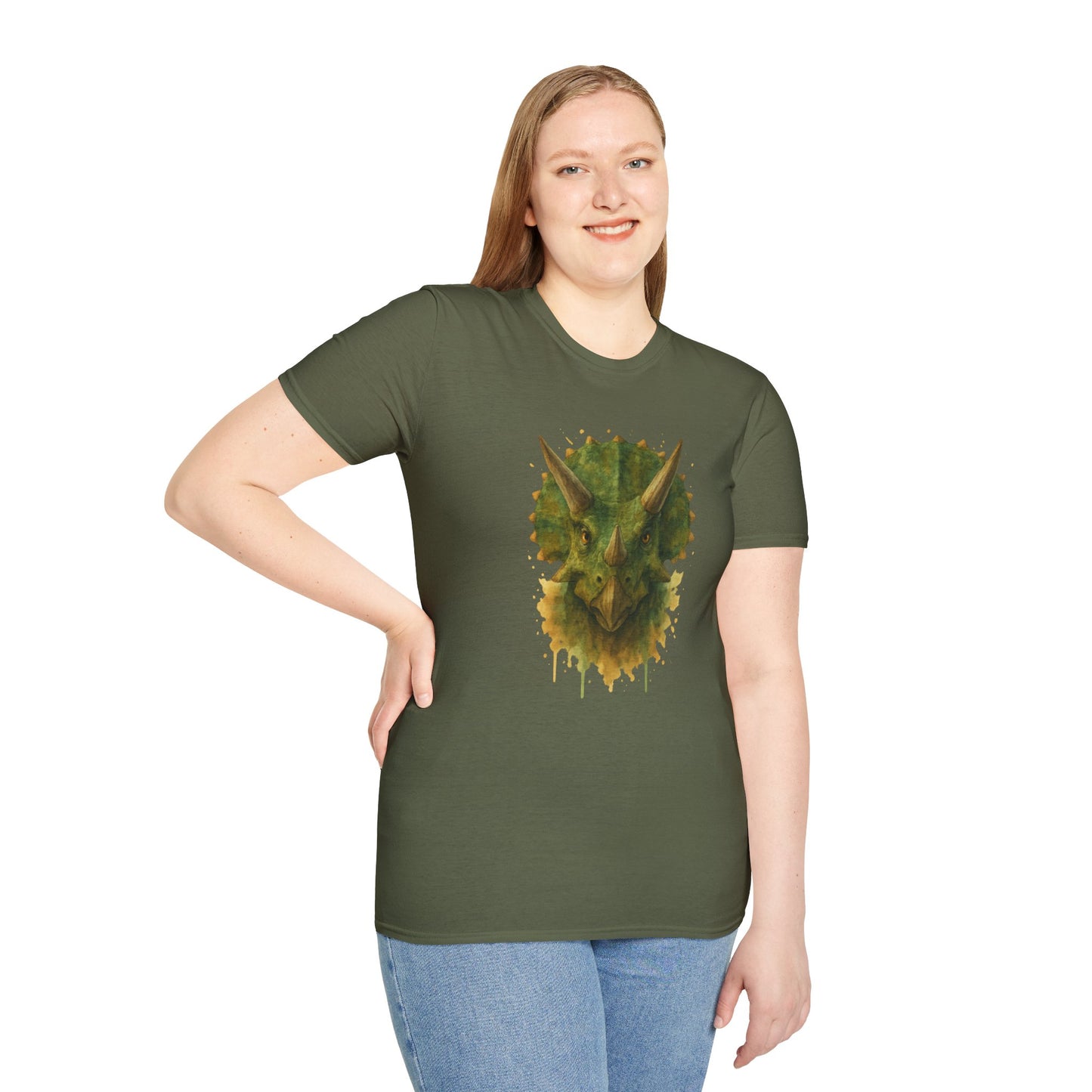 Watercolor Triceratops Dinosaur Shirt | Prehistoric Dino Tee for Women Men and Kids | Unique Gift, Nature Lover T-Shirt