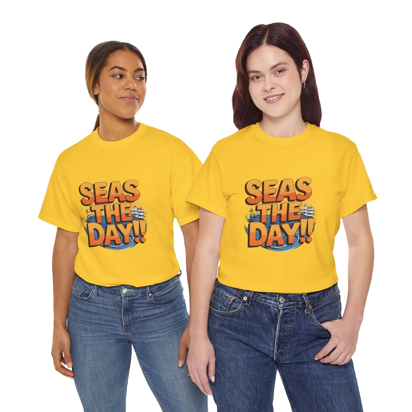 Seas The Day!! Tee • Ocean Pun Graphic Shirt • Comfort Colors Unisex Beachy Vibes • Nautical Aesthetic • Gift for Sea Lovers & Summer Vacays