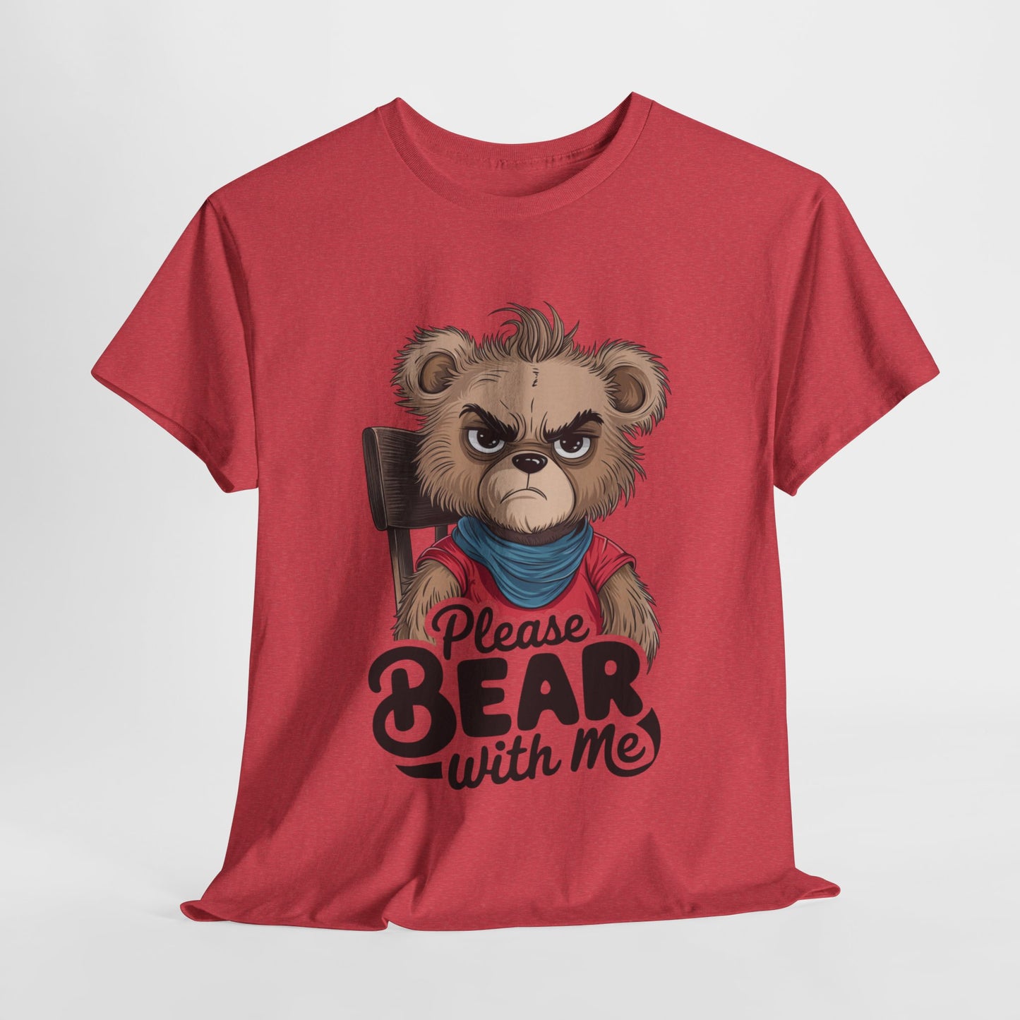 Grumpy Bear Graphic Tee – Please Bear With Me Shirt – Funny Animal T‑shirt – Sarcastic Humor Gift – Cute Bear Meme Art Tee
