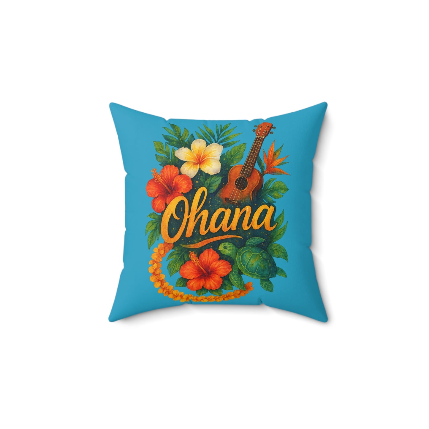 Hawaiian Ohana Throw Pillow | Tropical Decorative Cushion | Beach House Decor | Aloha Gift | Luau Party Pillow | Island Vibes Home Decor