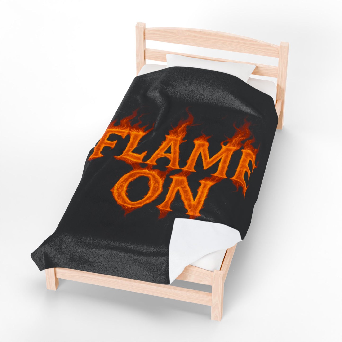Flame On Fire Typography Blanket - Bold Flame Text Fleece Throw for Comic Fans, Cozy Fire Aesthetic Decor, Hero-Inspired Bedding Gift