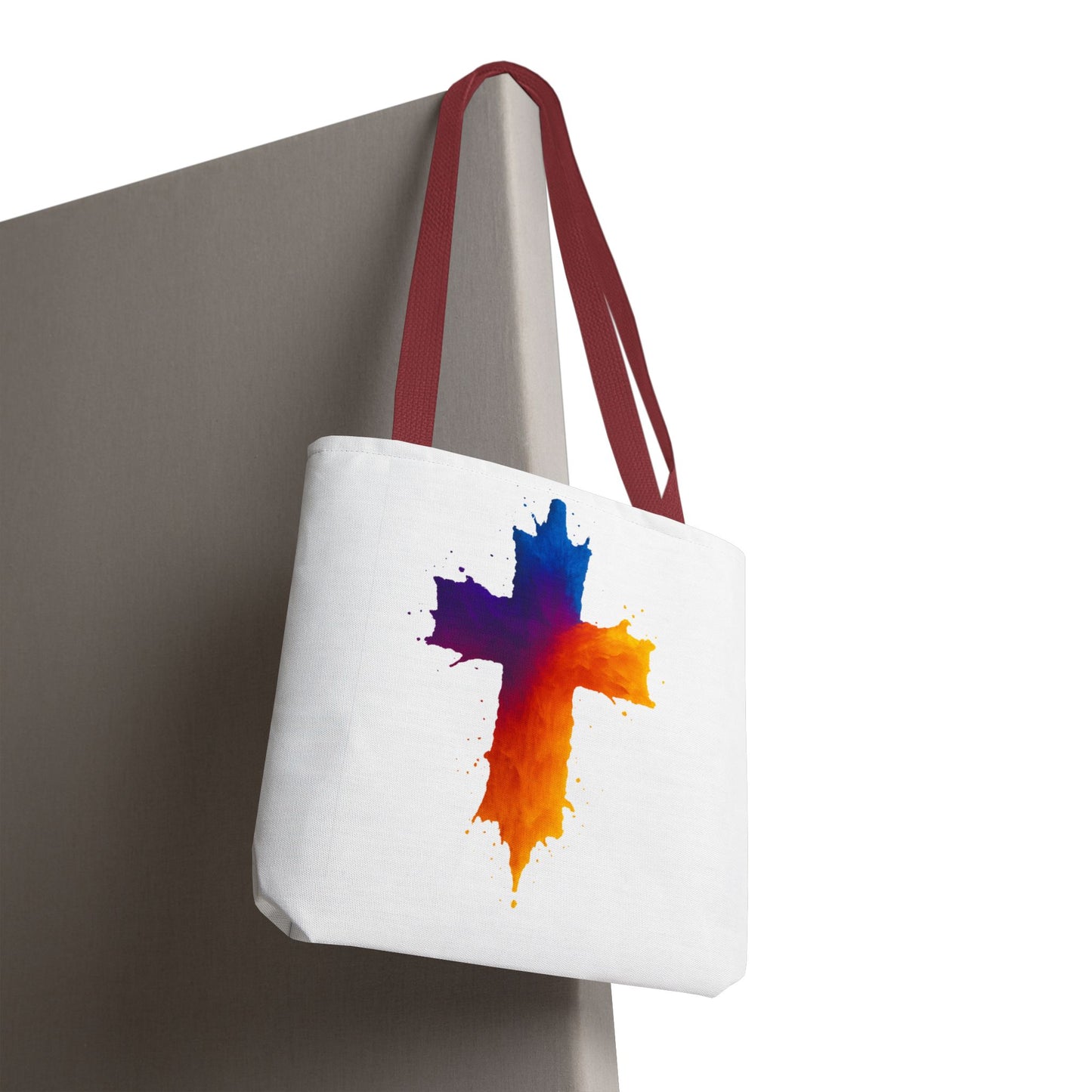 Watercolor Cross Tote Bag, Faith Tote, Christian Gift Bag, Religious Art Shoulder Bag, Inspirational Everyday Carry, Spiritual Cross Design Tote
