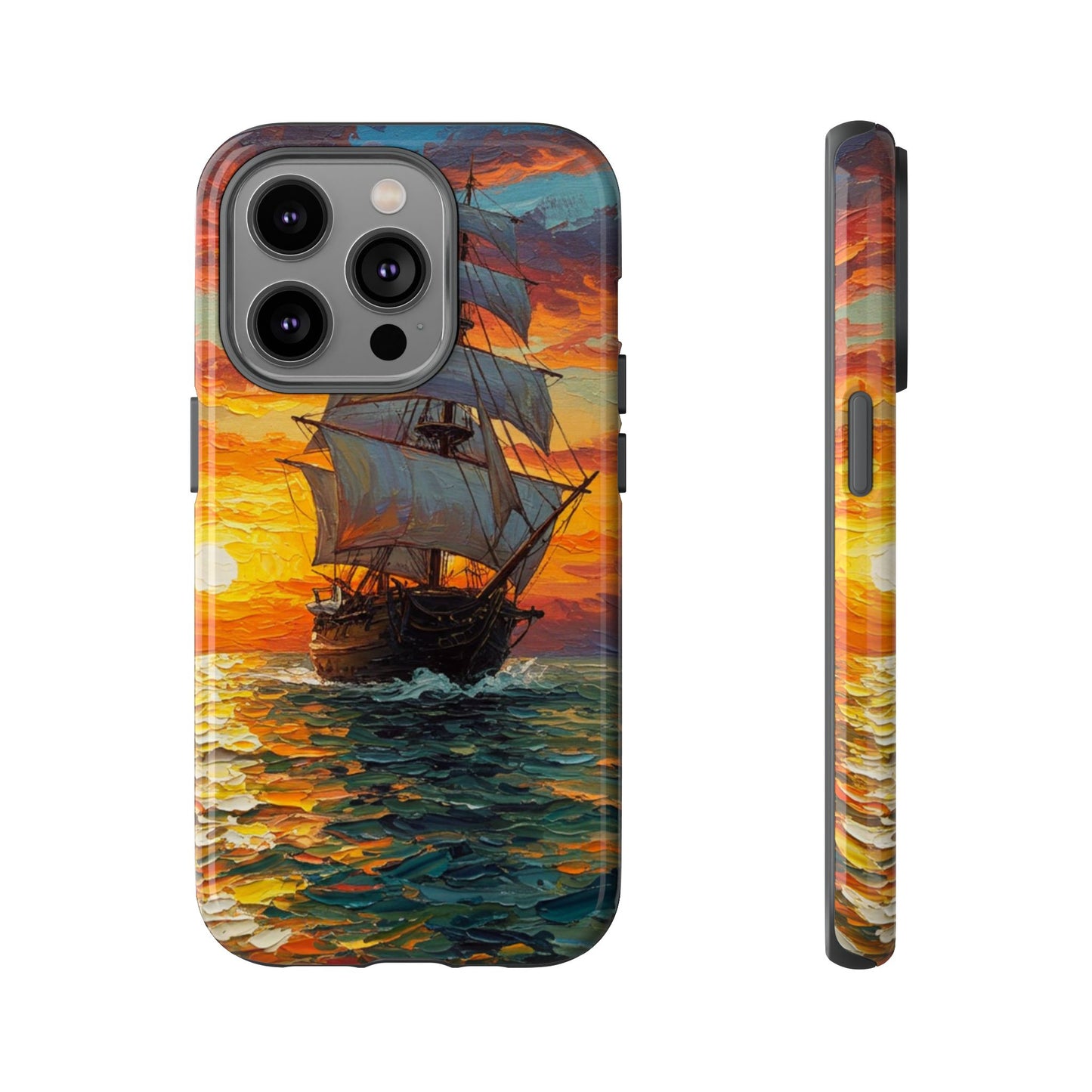 iPhone Case - Ship Sailing at Sunset Design