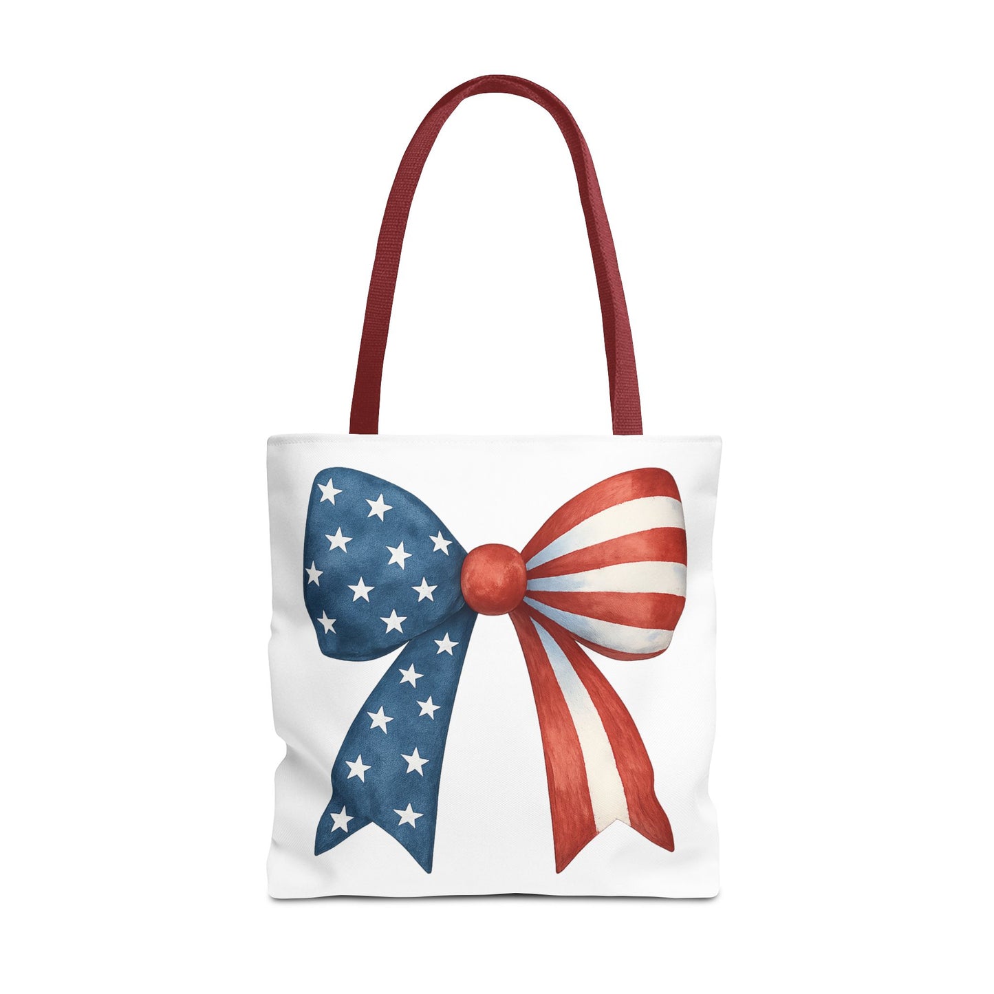 Patriotic Bow Tote Bag | 4th of July Reusable Bag | American Flag Tote | USA Stars Stripes Bag | Independence Day Gift | USA Market Bag