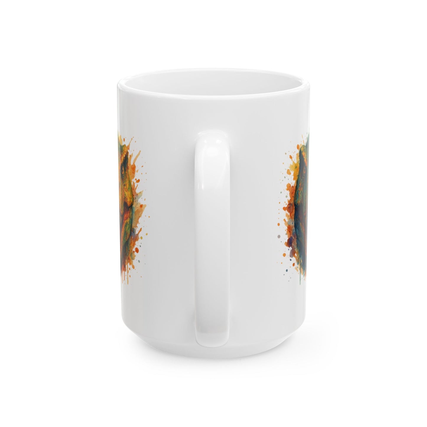 Watercolor T-Rex Mug - Ceramic Dinosaur Coffee Cup, 11oz and 15oz Tea Rex Art, Dinosaur Lover Gift, Paleontology Office Decor