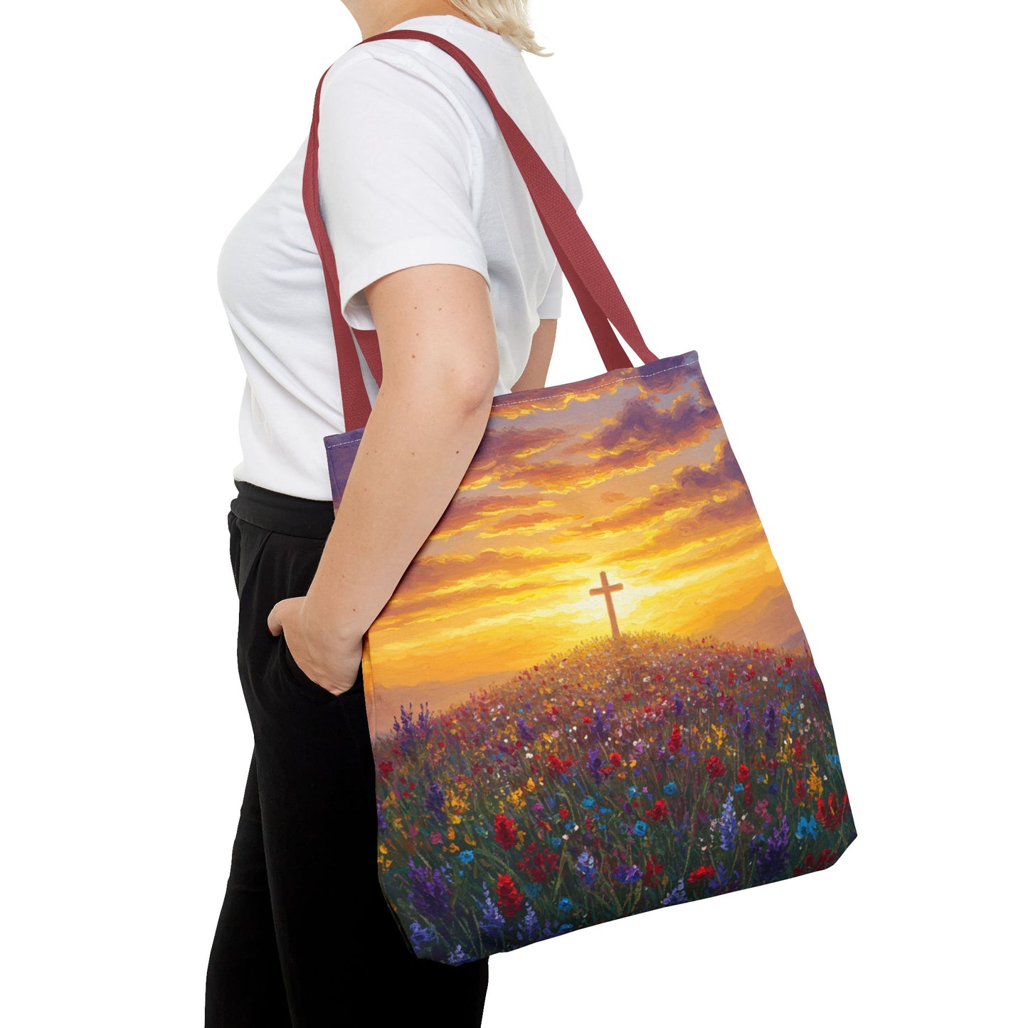Cross Painted Tote Bag Christian Bag Inspirational Tote Spiritual Bag Religious Tote Bag