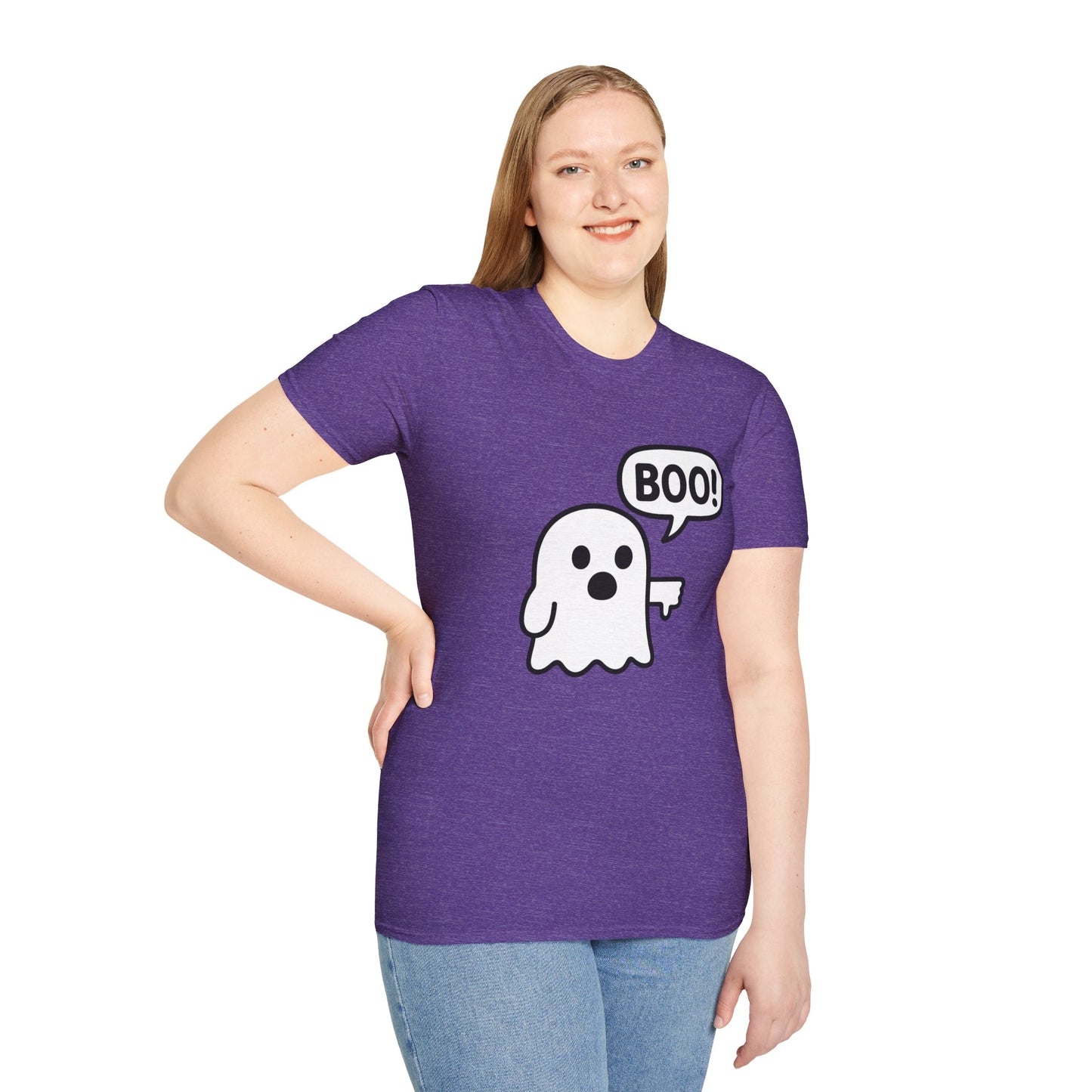 Cute Ghost Thumbs-Down 'Boo' Tee | Funny Halloween Play on Words Shirt | Spooky Season Ghost Tee | Fall Coquette Aesthetic Tee