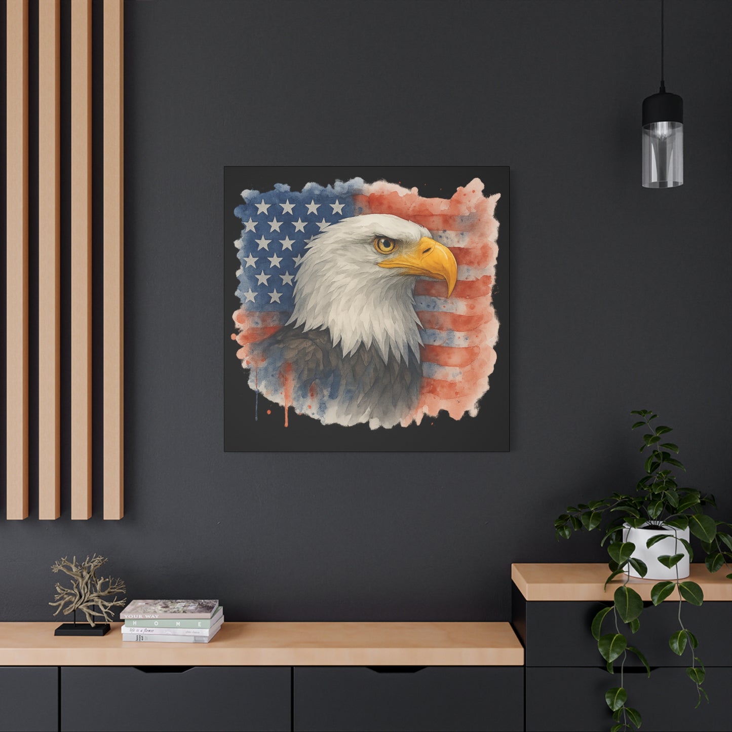 Patriotic Eagle Canvas Art American Flag Decor Independence Day Decor 4th of July Canvas Gift for Veteran