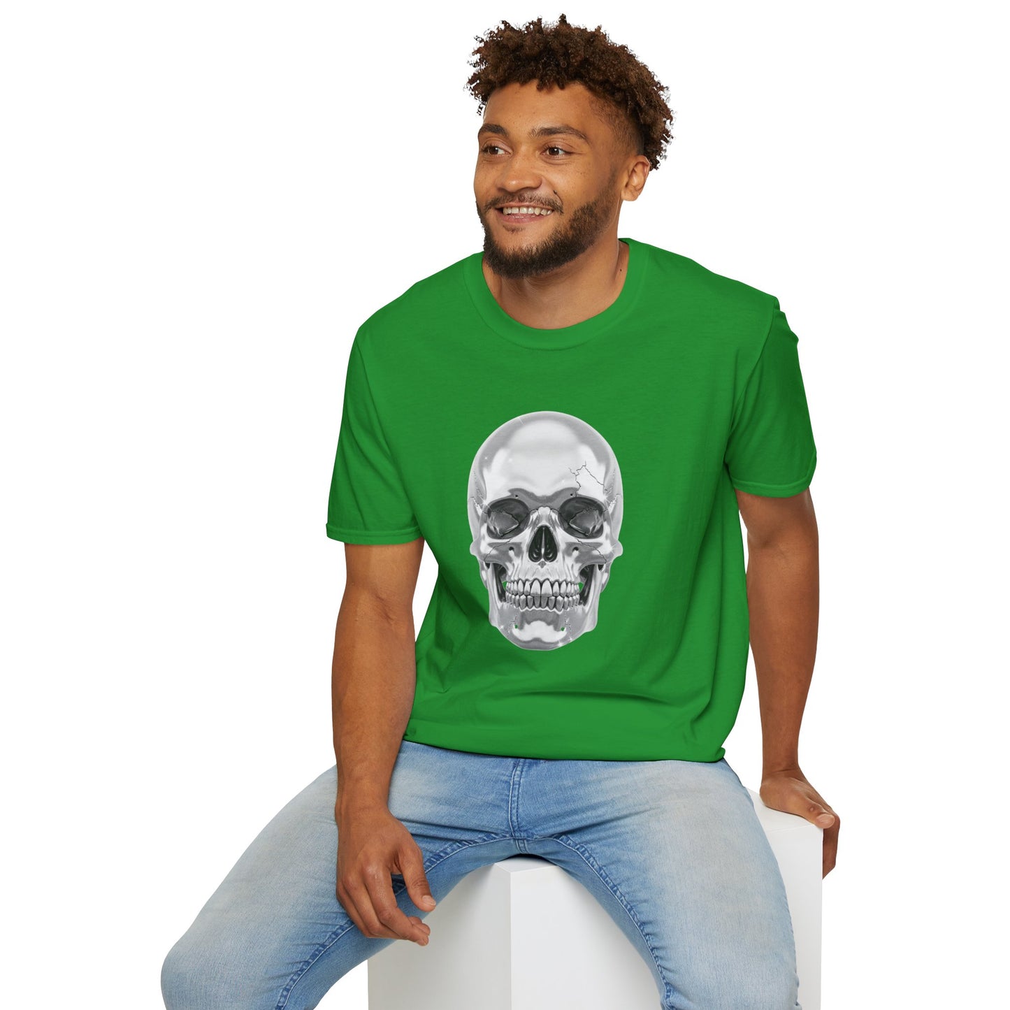 Chrome Skull Graphic Tee - Edgy Metallic Skull Shirt - Retro Rock Vibe, Dark Aesthetic, Unisex Cool Gift - Trendy Fashion Statement Top