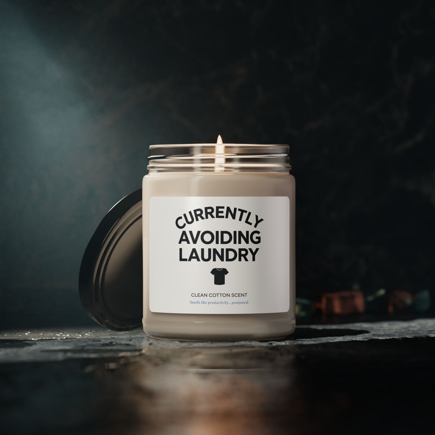 Currently Avoiding Laundry Candle, Clean Cotton Scented Soy Candle, Funny Home Decor Gift, Fresh Scent For Laundry Room Or Self-Care Moments