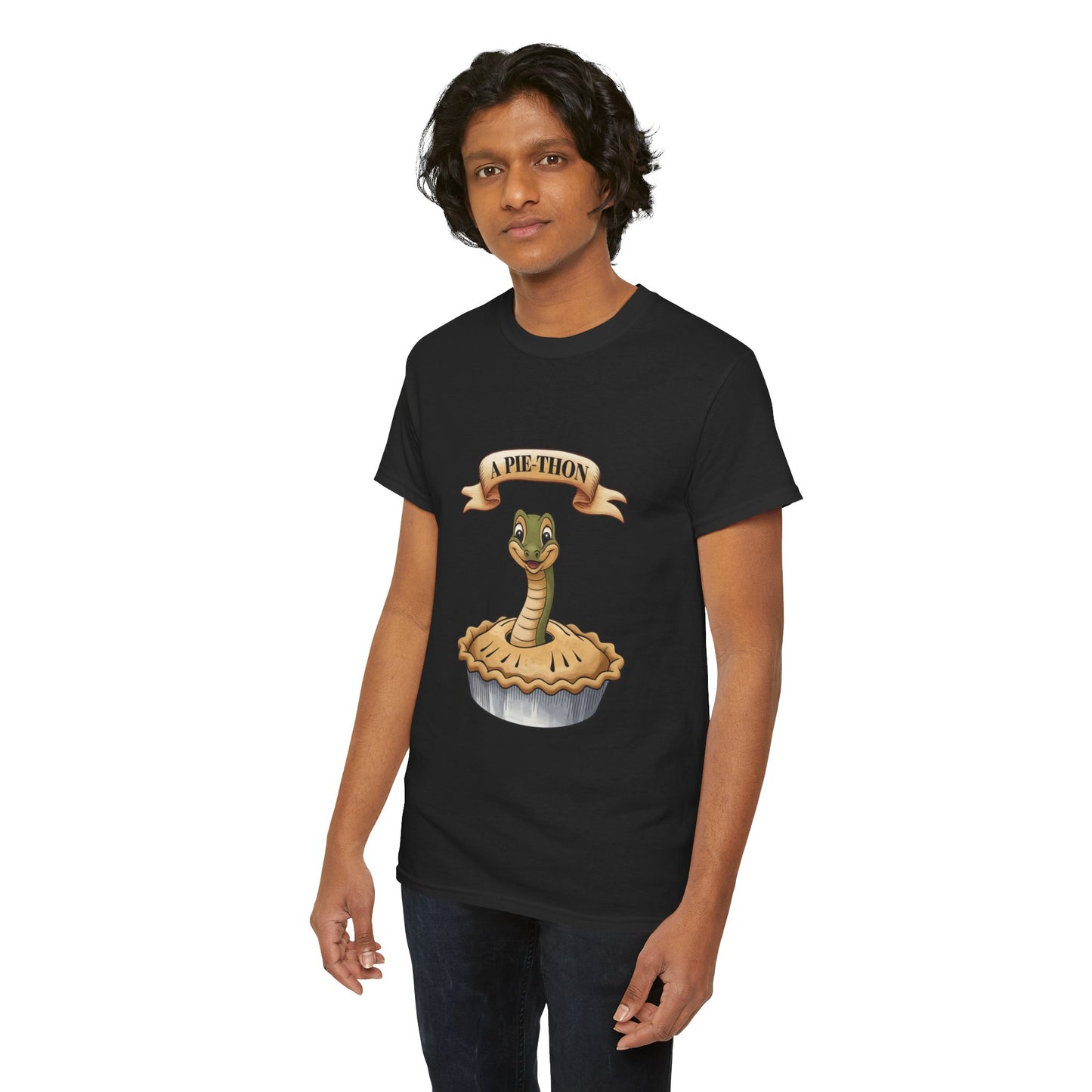 A Pie-Thon Funny Snake Pun Shirt – Cute Animal Joke T-Shirt – Quirky Graphic Tee for Pun Lovers, Reptile Fans, and Unique Gift Ideas