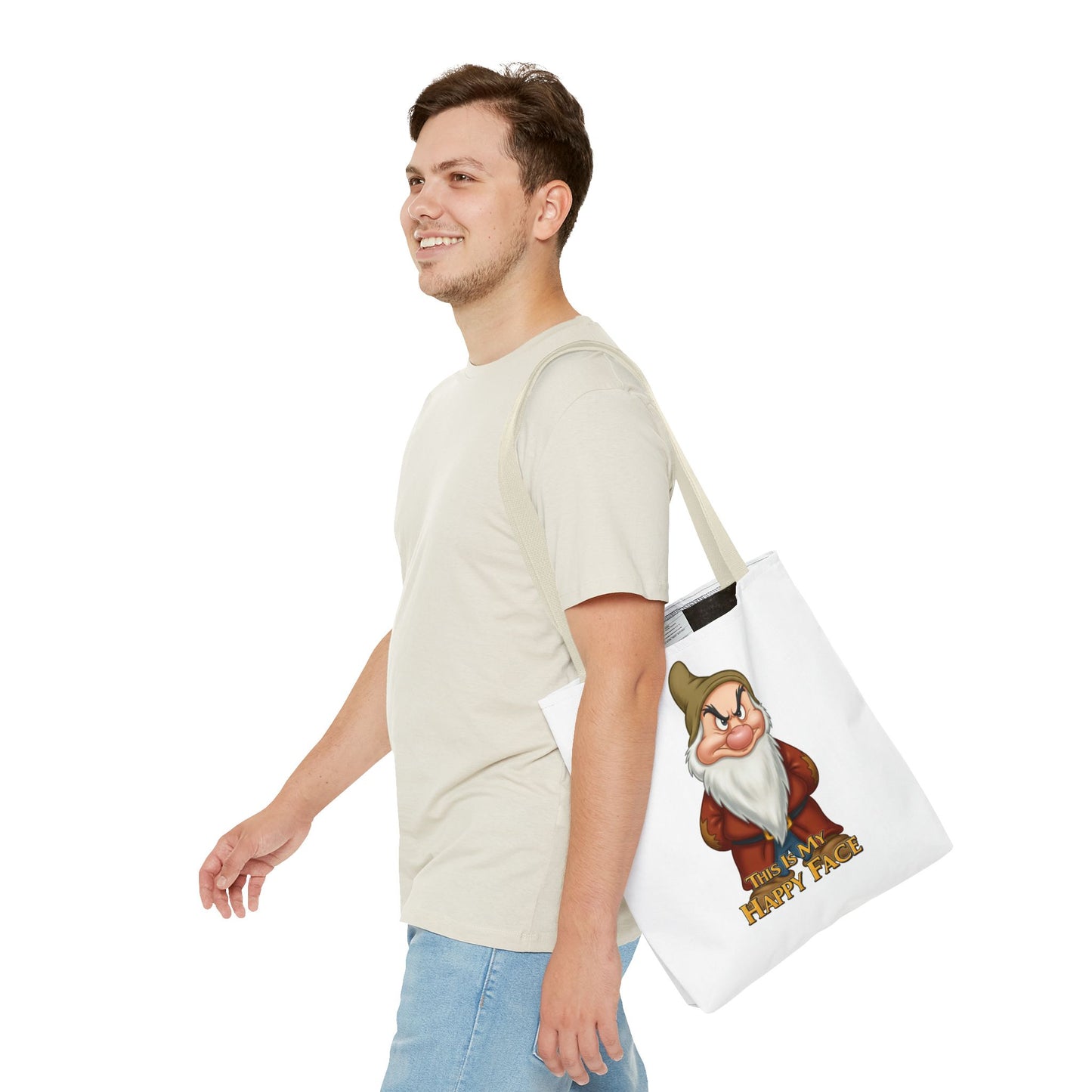Grumpy Dwarf Tote Bag - "This Is My Happy Face"
