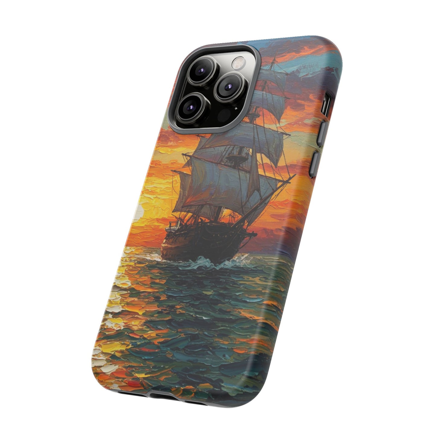 iPhone Case - Ship Sailing at Sunset Design