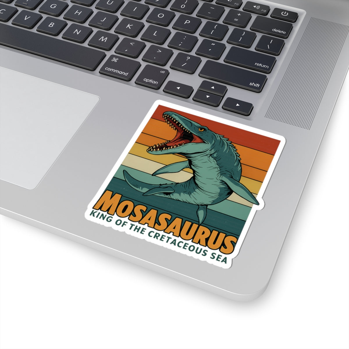 Retro Mosasaurus Vinyl Sticker - Vintage Dinosaur Decal | Die-Cut Sticker for Laptop, Skateboard, Journal | Cretaceous Sea King Gift