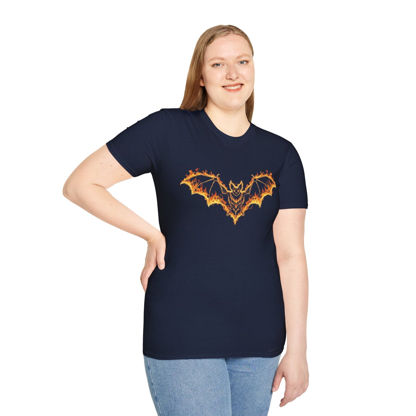 Flaming Bat T-Shirt | Fire Bat Gothic Graphic Tee | Halloween Creature Shirt | Fantasy Bat Design | Metalcore Dark Aesthetic Shirt