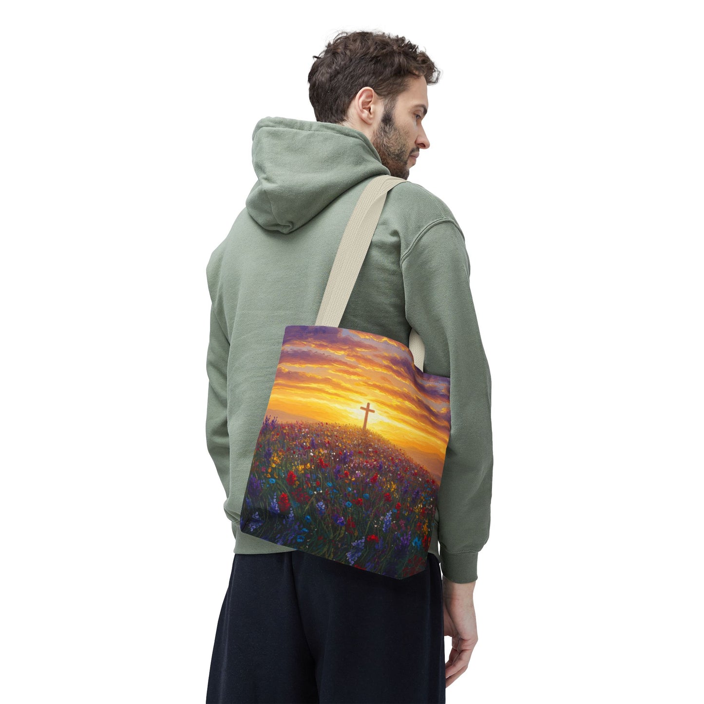 Cross Painted Tote Bag Christian Bag Inspirational Tote Spiritual Bag Religious Tote Bag