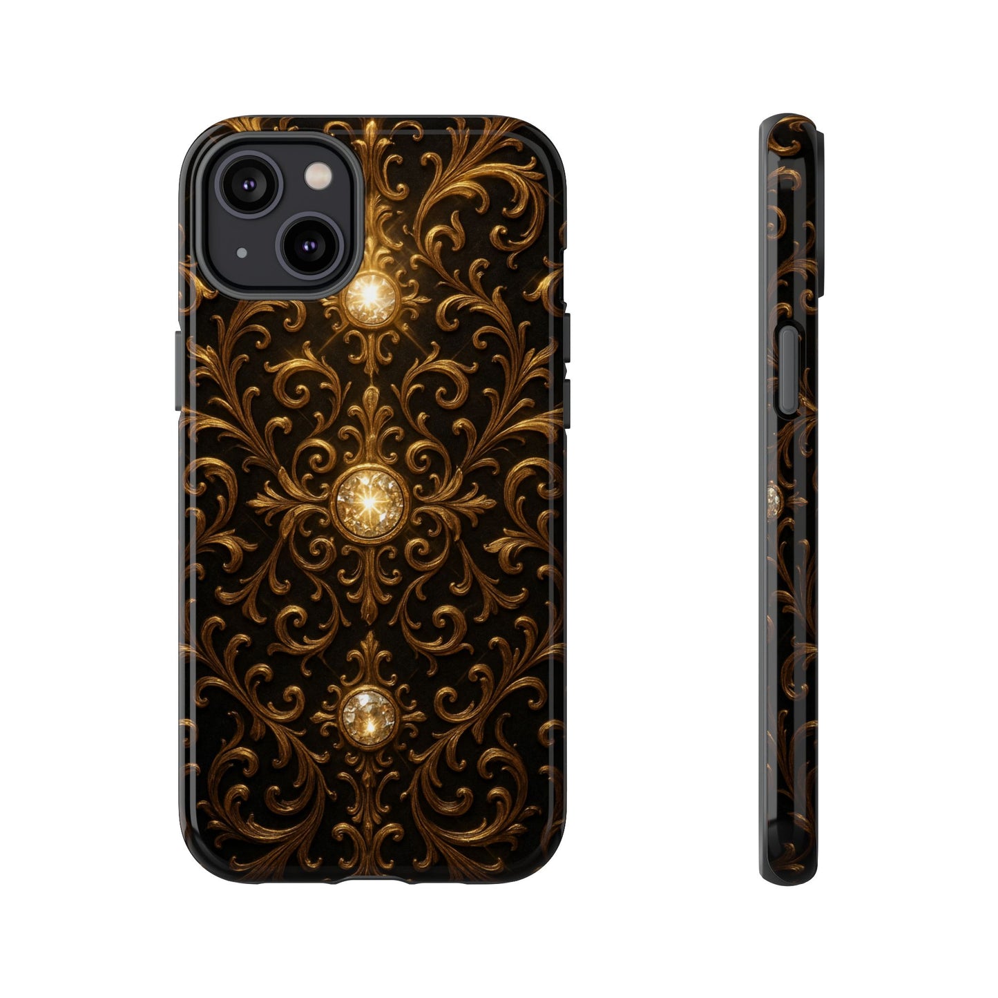 Baroque iPhone Case β Elegant Gold Floral Scroll Design for iPhone 16, 15, 14, 13, Pro Max & More
