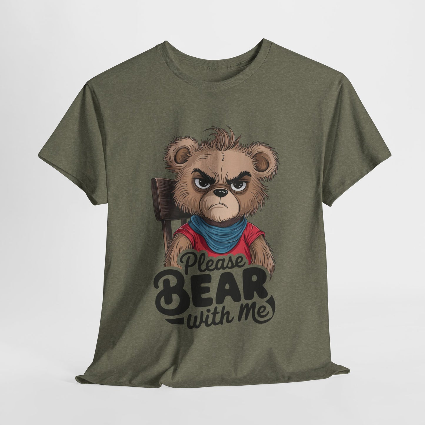 Grumpy Bear Graphic Tee – Please Bear With Me Shirt – Funny Animal T‑shirt – Sarcastic Humor Gift – Cute Bear Meme Art Tee