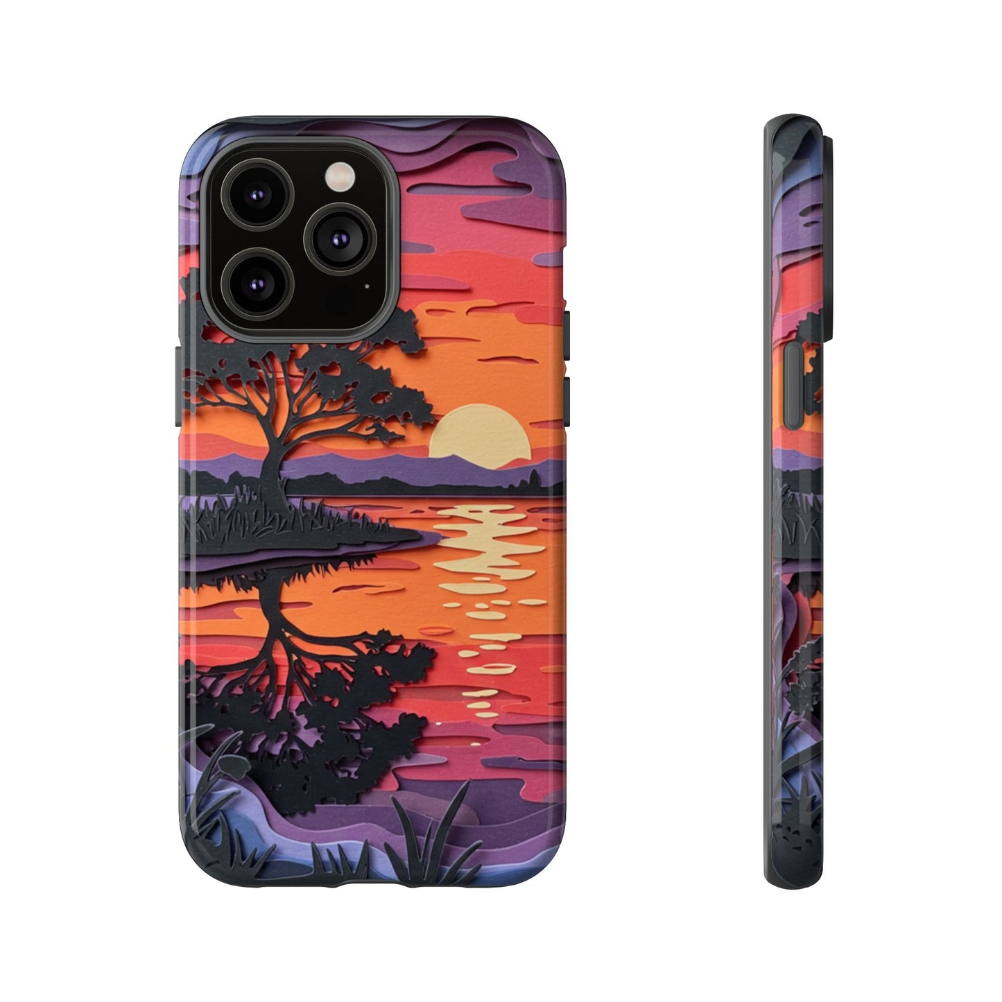 iPhone Case - Colorful Paper Art Sunset Design