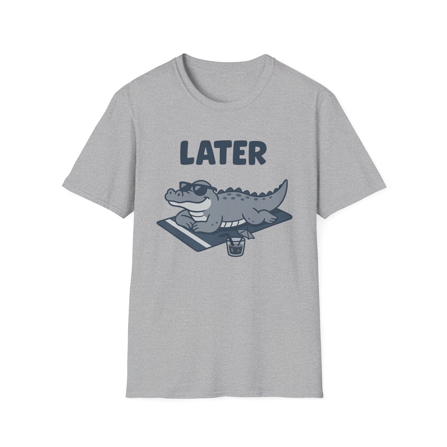 Later Gator Lounge Graphic Tee - Funny Alligator T-Shirt, Summer Vacation Humor, Cute Animal Tee, Relax Gift for Him and Her