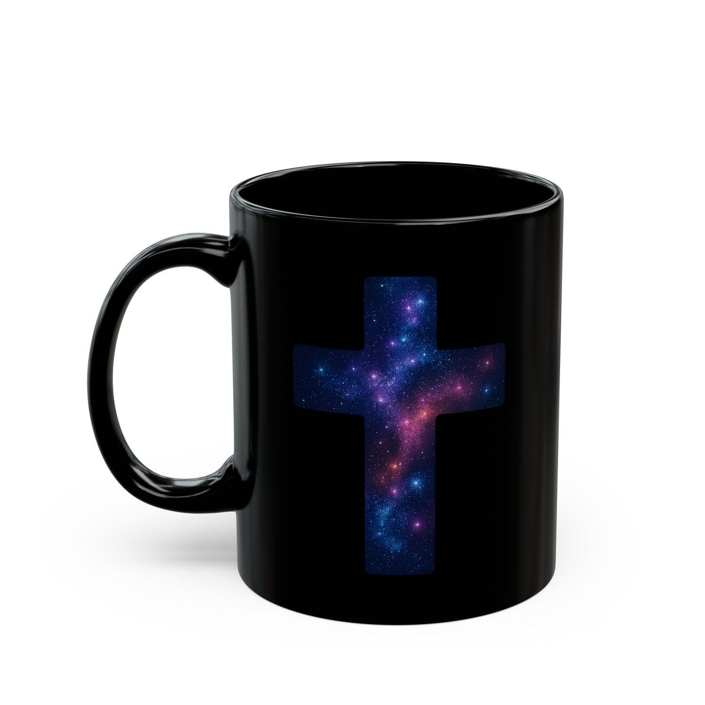 Galaxy Cross Coffee Mug – Celestial Cosmic Cross Design, Space Nebula Drinkware, Galaxy Art Mug, Trendy Astronomy Gift